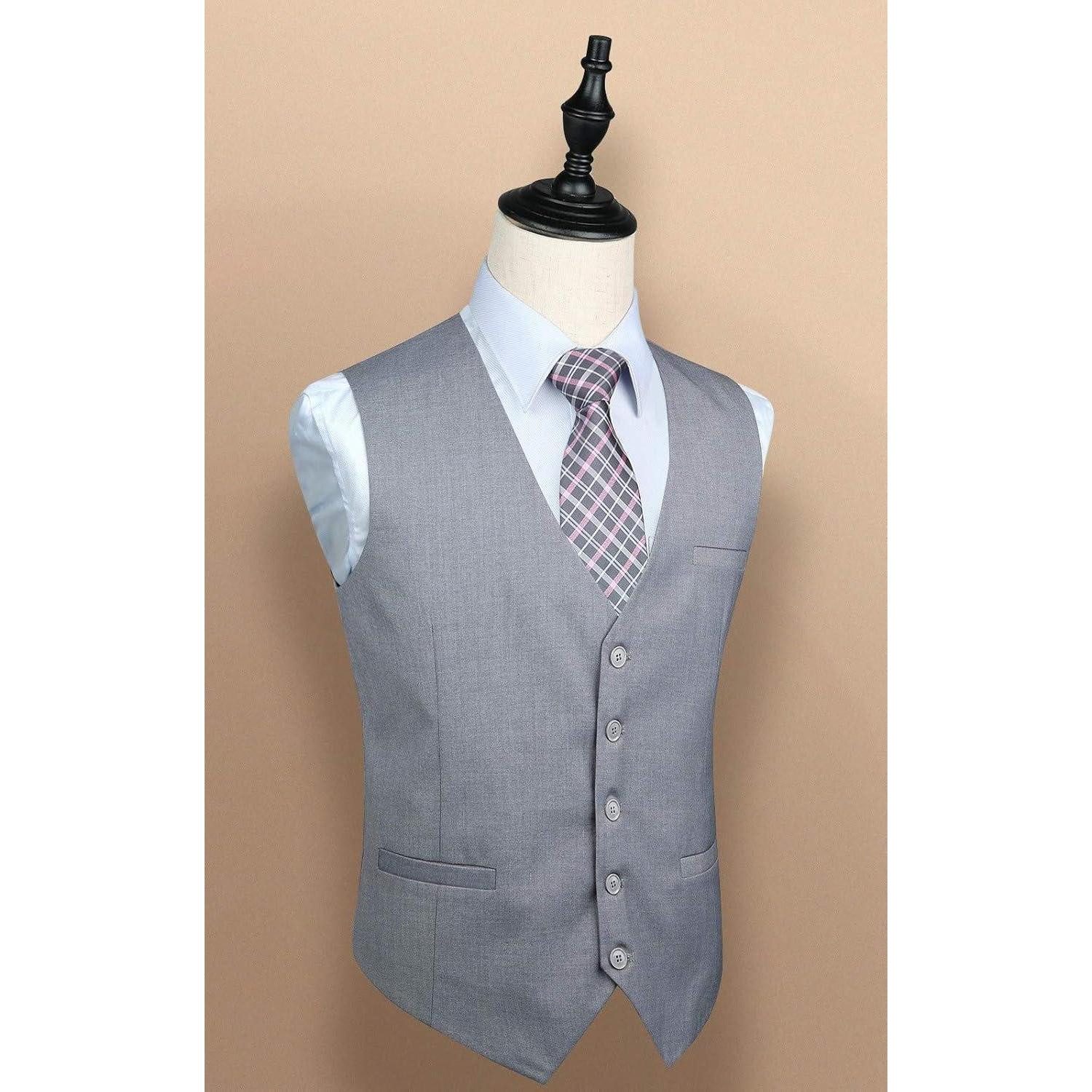LuxusKollektion Krawatte Anzugweste Herren Hochzeit Business Taschen 4XL Hellgrau