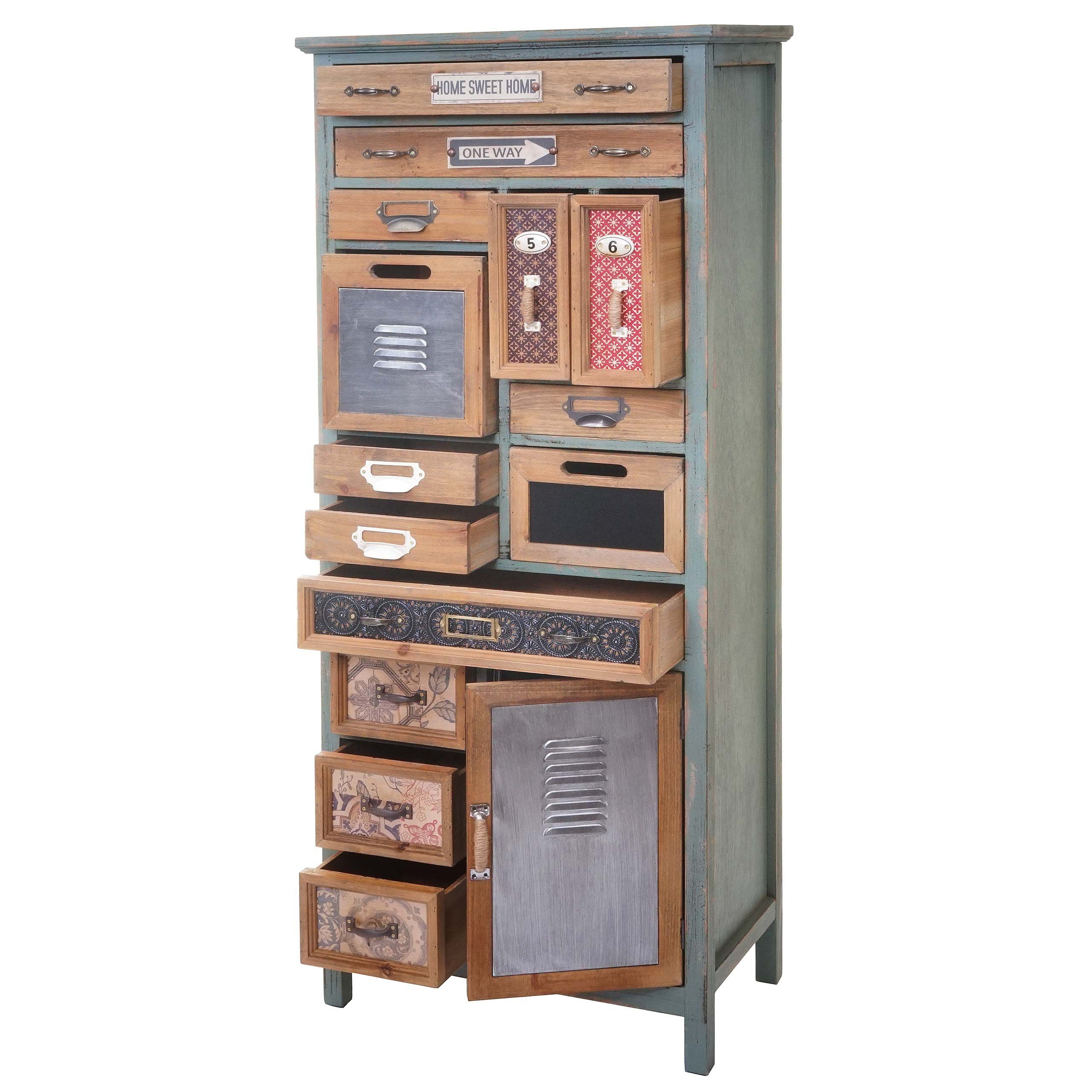 MCW Apothekerschrank MCW-A43-138 14 Bodenschoner Shabby-Look, mit Schubladen, Inklusive Staufach