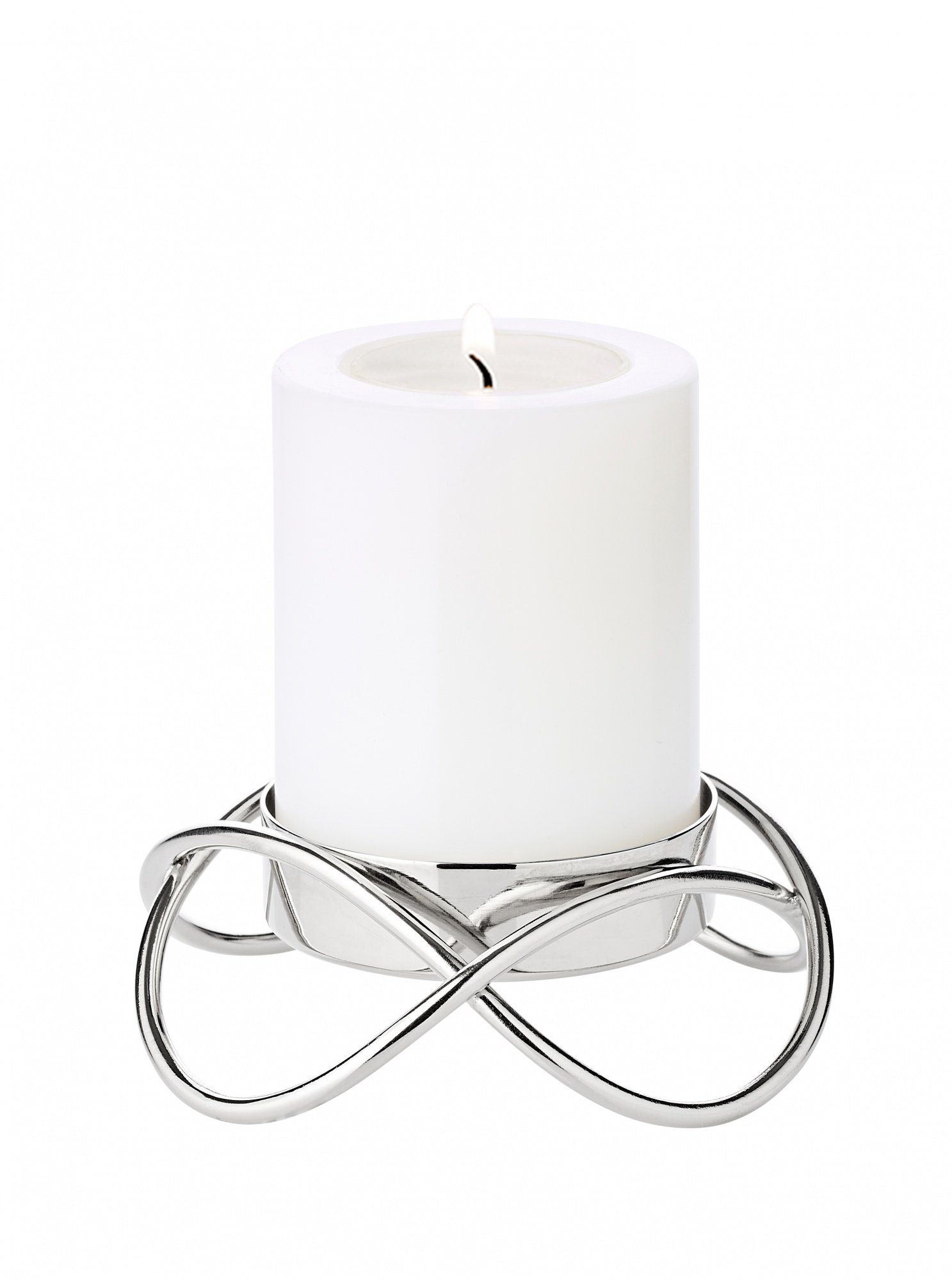Design, Silber-Optik, vernickelt, (2er-Set), EDZARD Bastia Kerzenständer für mit 3cm Kerzenleuchter Stumpenkerzen, Kerzenständer Höhe modernes S
