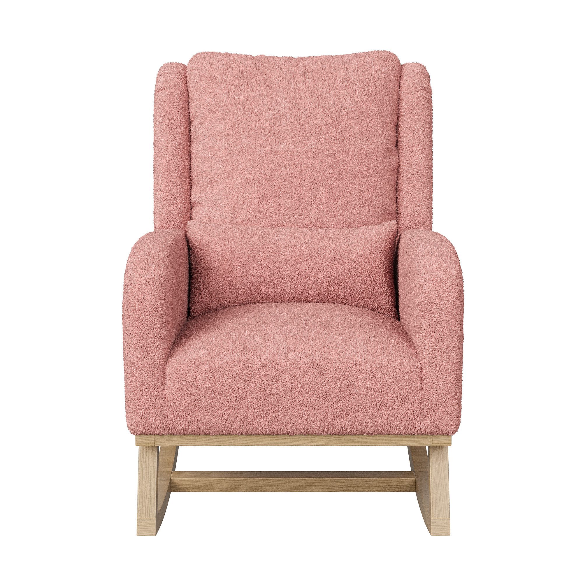 Gdood Schaukelstuhl Stillsessel Relaxsessel Sehr gut geeignet für Schlafzimmer Wohnzimmer (1 St), 2 Seitentaschen, 1 Lendenkissen, Teddy Velvet