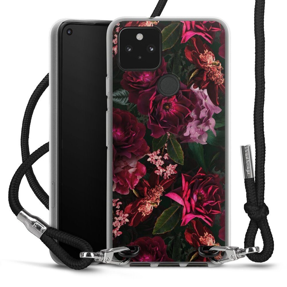 DeinDesign Handyhülle Rose Blumen Blume Dark Red and Pink Flowers, Google Pixel 5 Handykette Hülle mit Band Case zum Umhängen