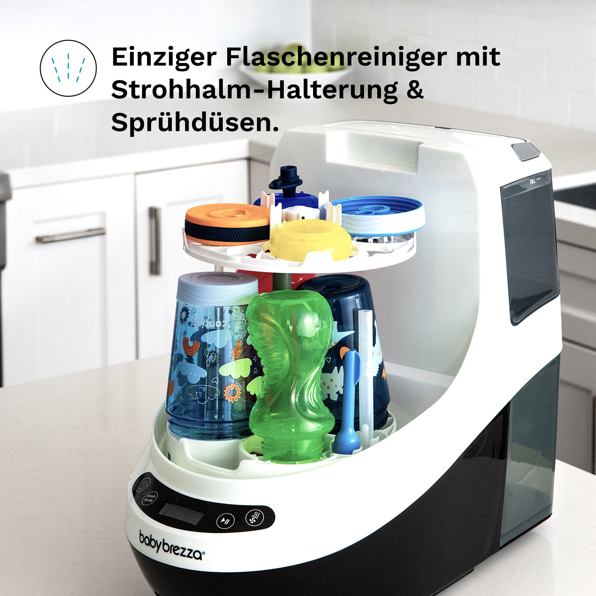 Baby Brezza Wassersterilisiergerät Bottle Washer Pro mit Strohhalm-Reinigungs-Einsatz, All in One - Waschen, Sterilisieren, Trocknen – Bild 5 von 5