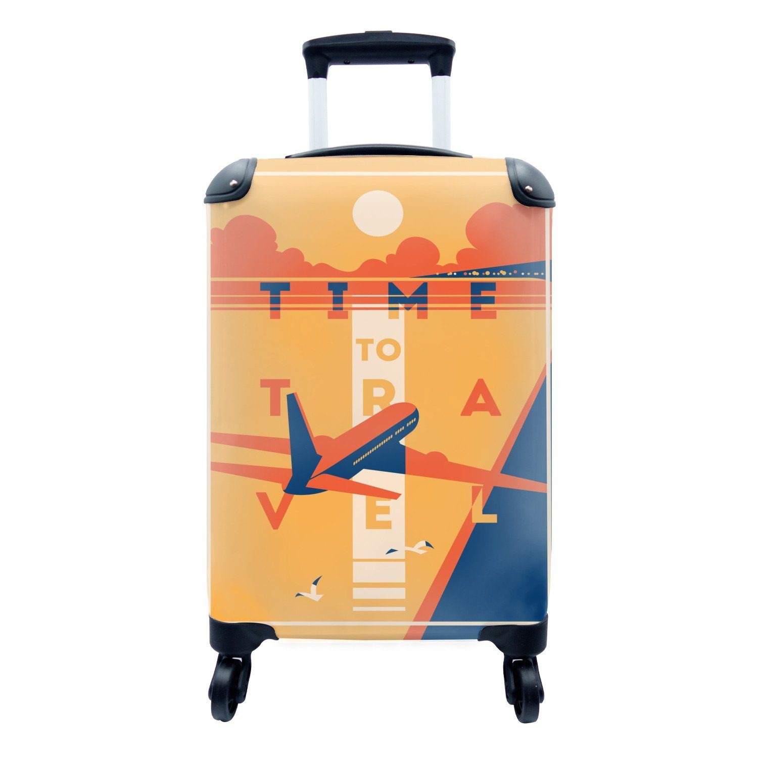 MuchoWow Handgepäckkoffer Reisen - Flugzeug - Zitate, 4 Rollen, Reisetasche mit rollen, Handgepäck für Ferien, Trolley, Reisekoffer