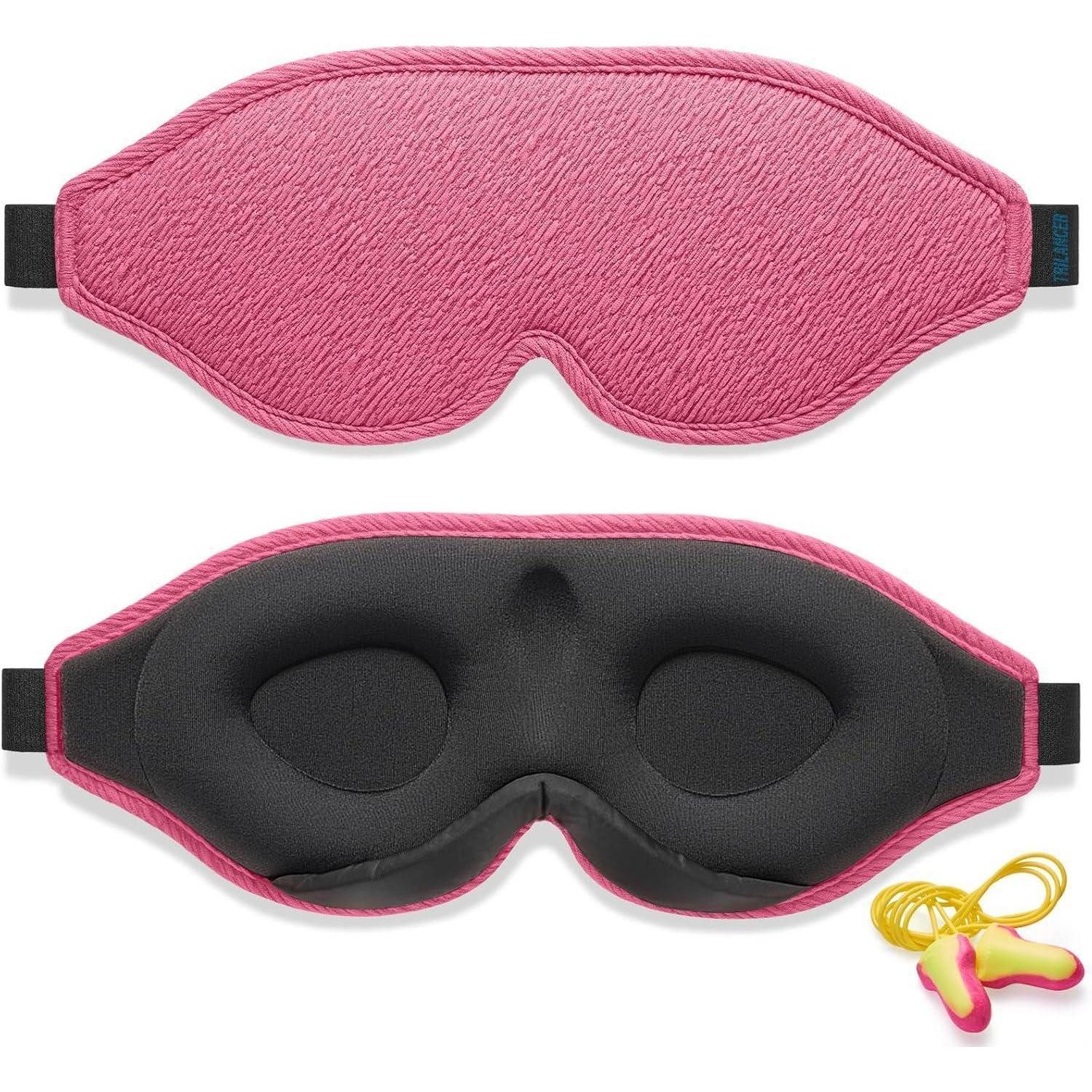 LuxusKollektion Schlafmaske Schlafmaske 99Prozent Lichtblocker Ohrstöpsel einstellbar Himbeerrot