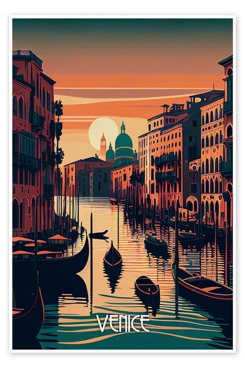Posterlounge Poster Durro Art, Reiseplakat Venedig, Illustration