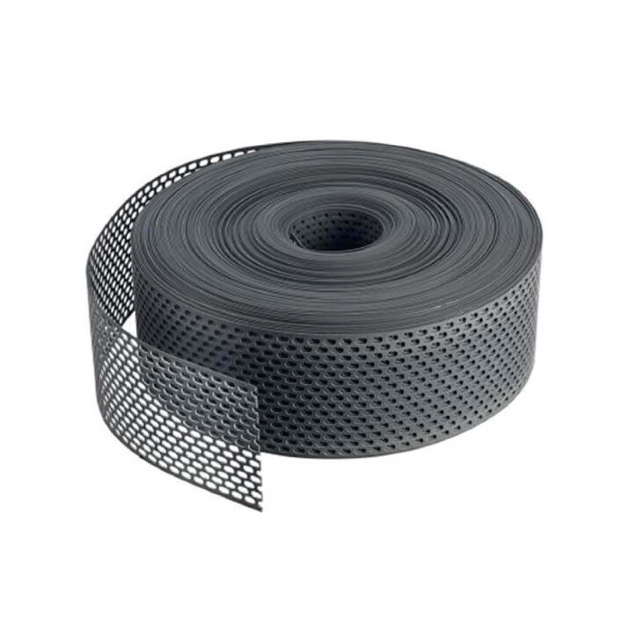 Fassadenprofile Lüftungsgitter (Lüftungsband / Traufgitter PVC gerollt 1 Rolle á 60m 80mm Schwarz, 1 St), Lüftungsstreifen, Gitterblech, Lochblechstreifen, Dachrinnenabdeckung