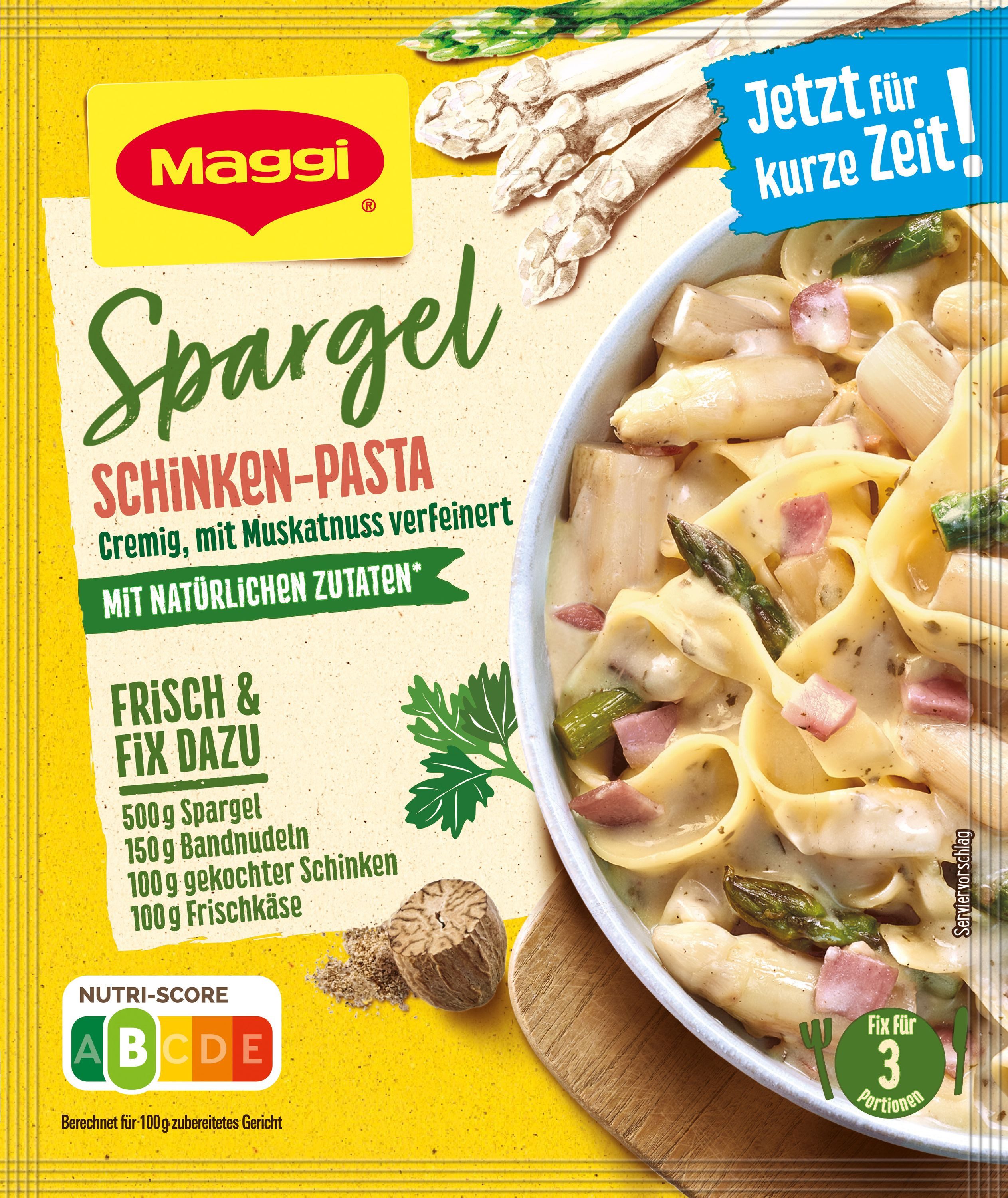 MAGGI Saucen, Maggi Fix Spargel Pasta mit Schinken Wuerzmix cremig lecker 35 g
