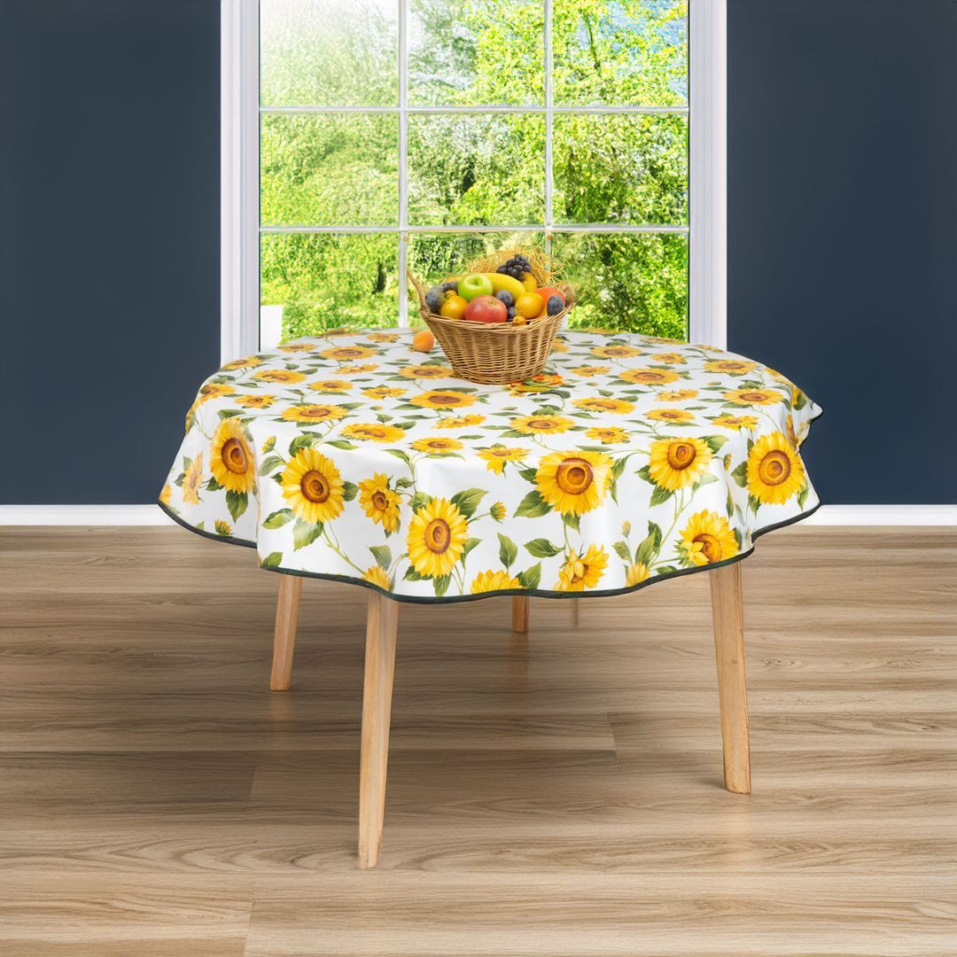 laro Tischdecke 160cm runde Wachstuchtischdecke Saum-Eingefasst – Bild 3 von 5