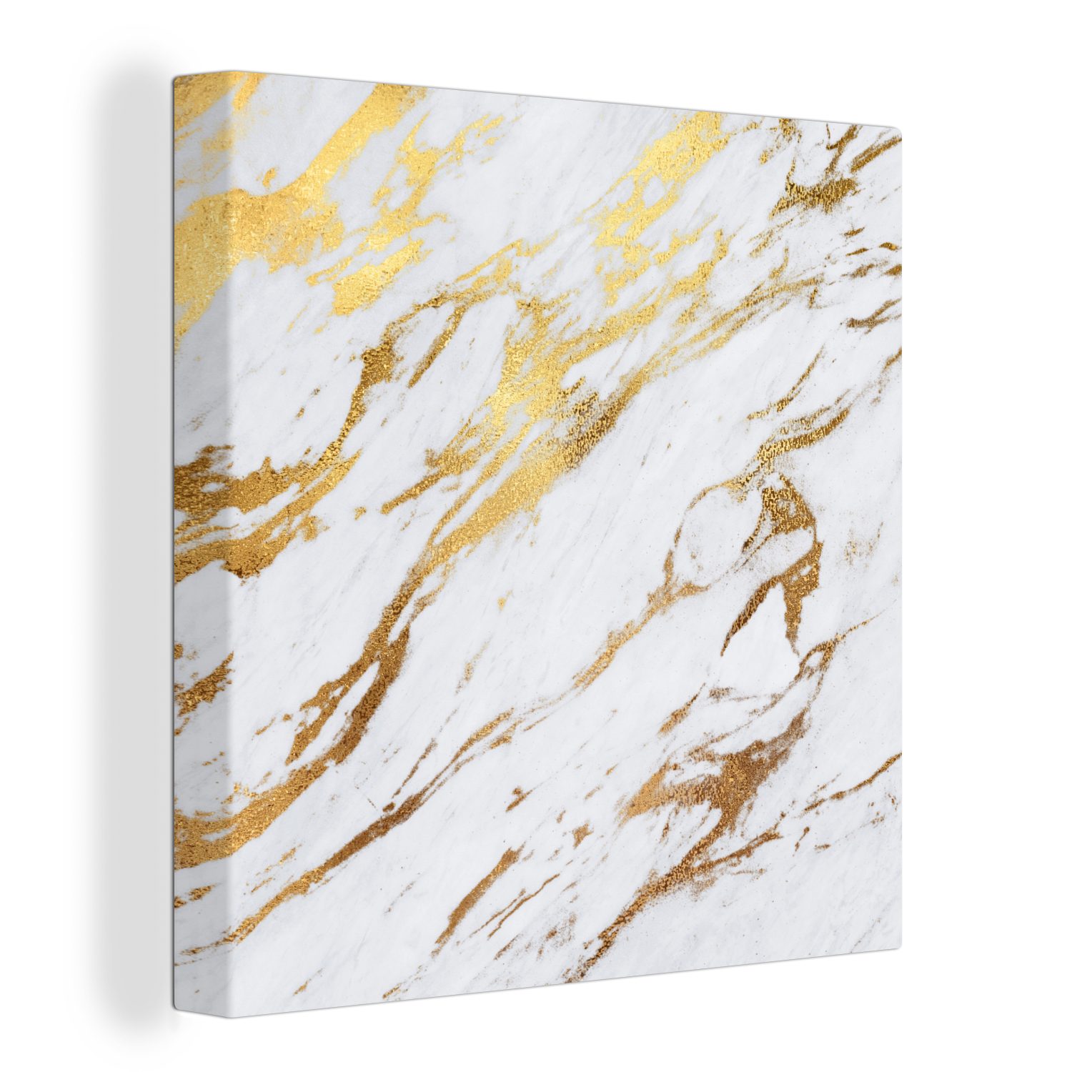 Leinwand - für Luxus, Bilder OneMillionCanvasses® Marmor Weiß bunt St), Leinwandbild Schlafzimmer Wohnzimmer (1 - - Gold