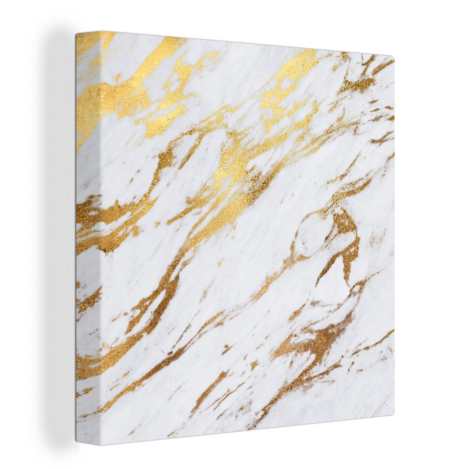 OneMillionCanvasses® Leinwandbild Marmor - Weiß - Gold - Luxus, (1 St),  Leinwand Bilder für Wohnzimmer Schlafzimmer