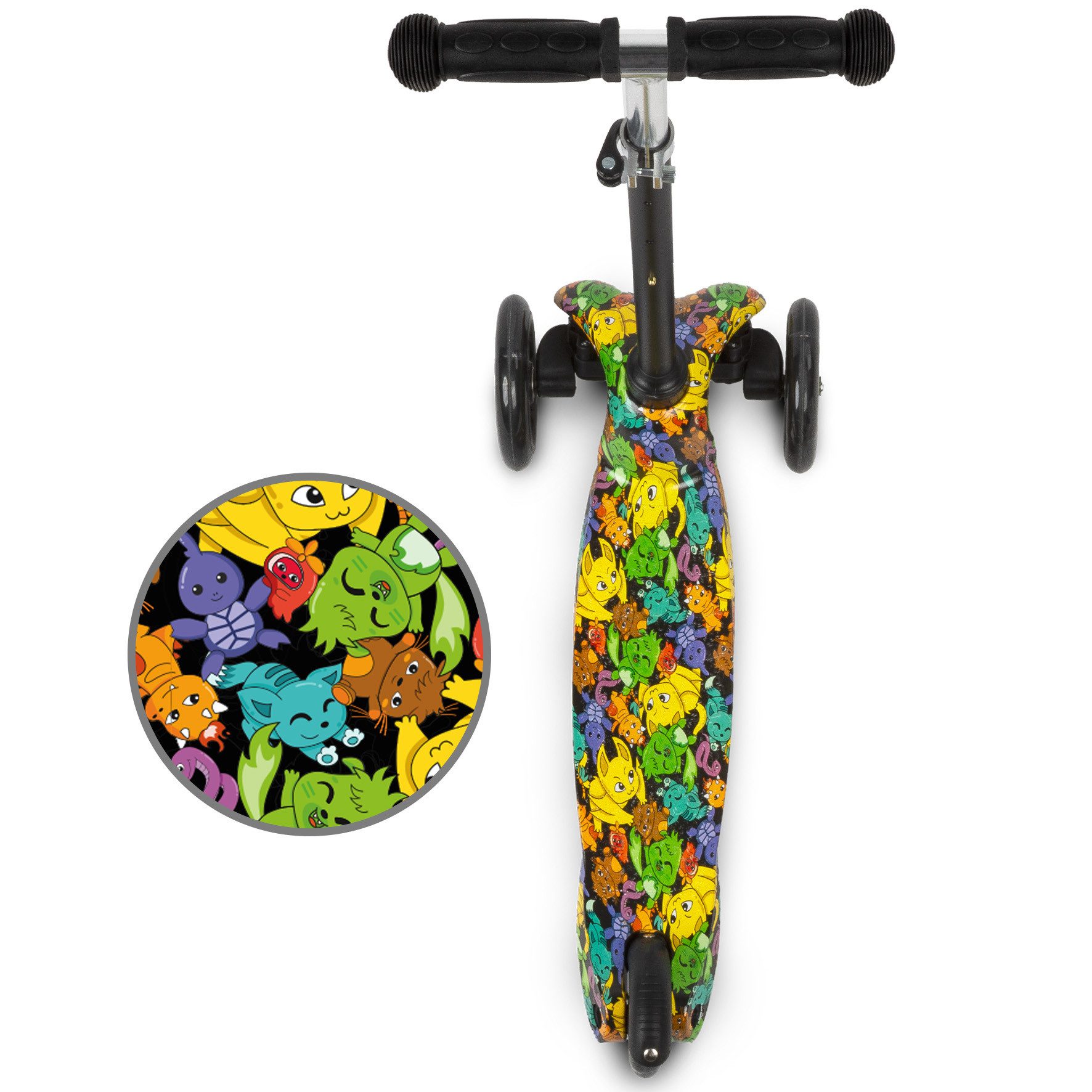 COIL Dreiradscooter Kinderroller, Tretroller, Dreirad-Balance-Roller, Cityroller, 10 km/h, ABEC-7-Lager, 3-stufige Lenkradverstellung, LED-Räder