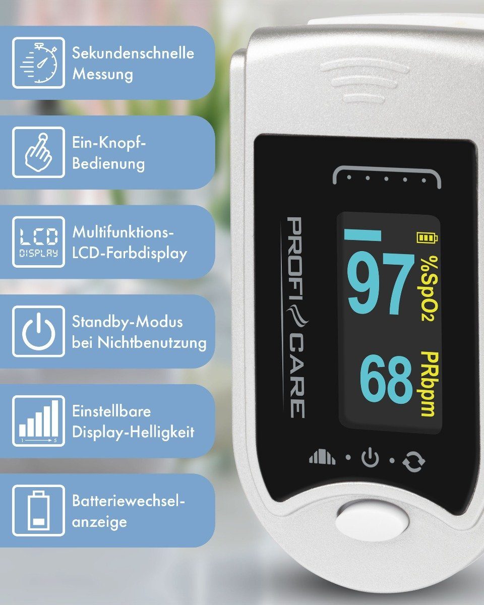ProfiCare Pulsoximeter PC-PO 3104, Pulsoximeter Fingeroximeter, Oximeter Fingerclip