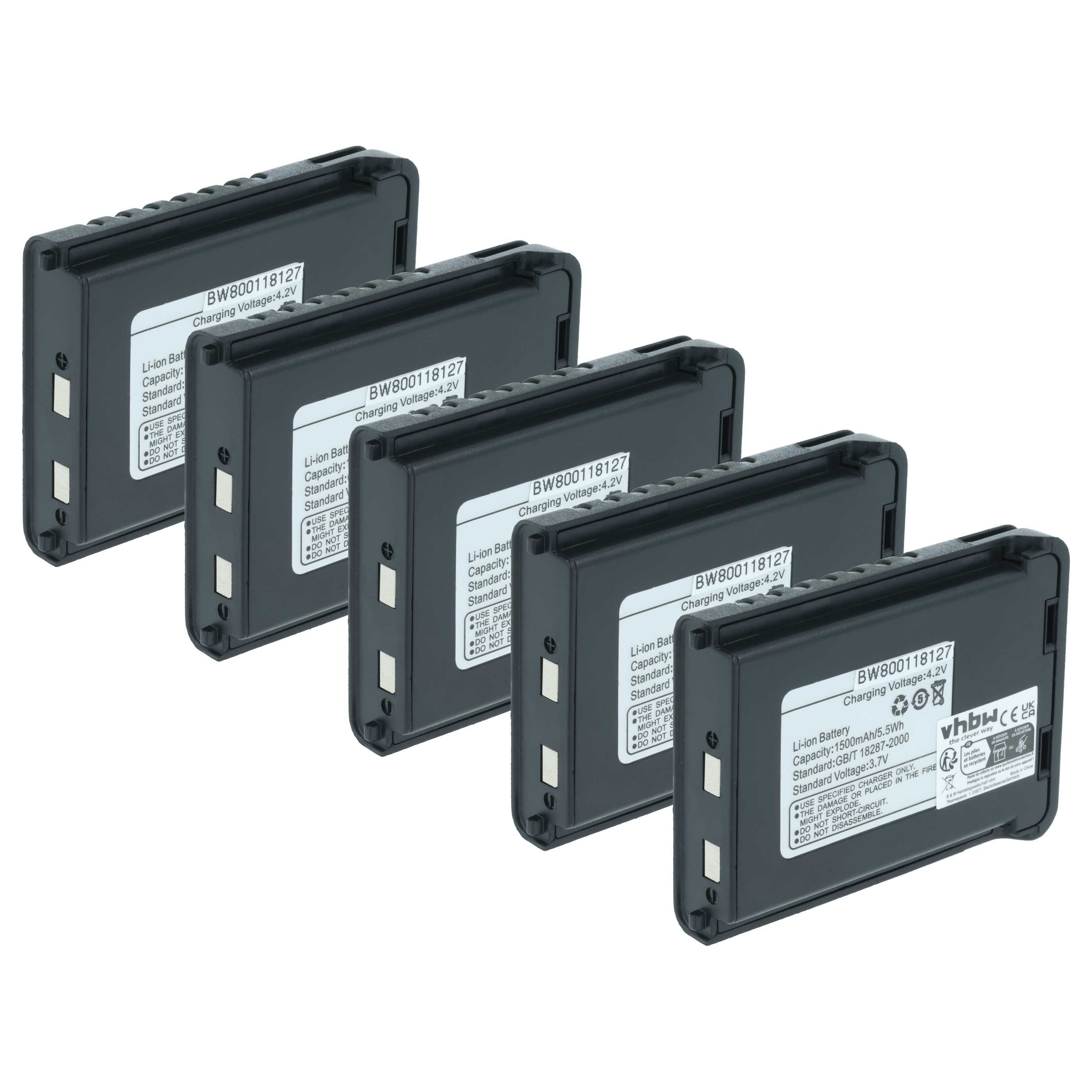 vhbw Akku Ersatz für Baofeng BL-3L für Funkgerät (1500 mAh, 3,7 V, Li-Ion) Akku Akku Li-Ion 1500 mAh (3,7 V, 5 St), Leistungsfähige Austausch-Akkus für Ihr Funkgerät, Walkie-Talkie