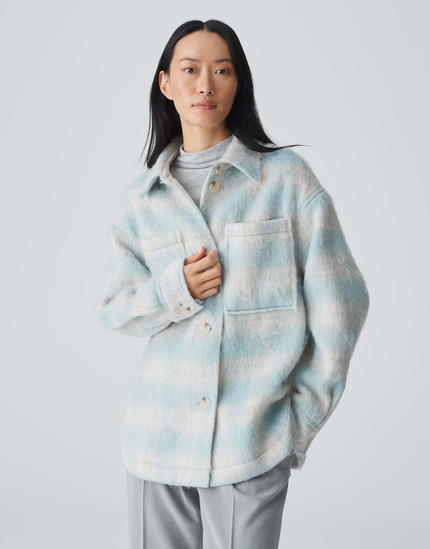 Jackenblazer Overshirt JELMA Oversize mit flauschiger Textur