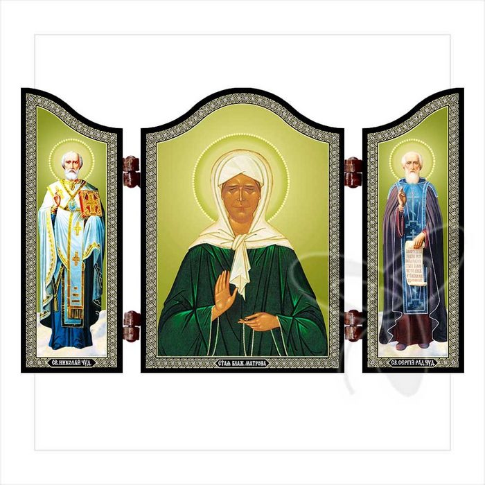 NKlaus Holzbild 1459 Matrona Von Moskau Christliche Ikone Матрона Triptychon