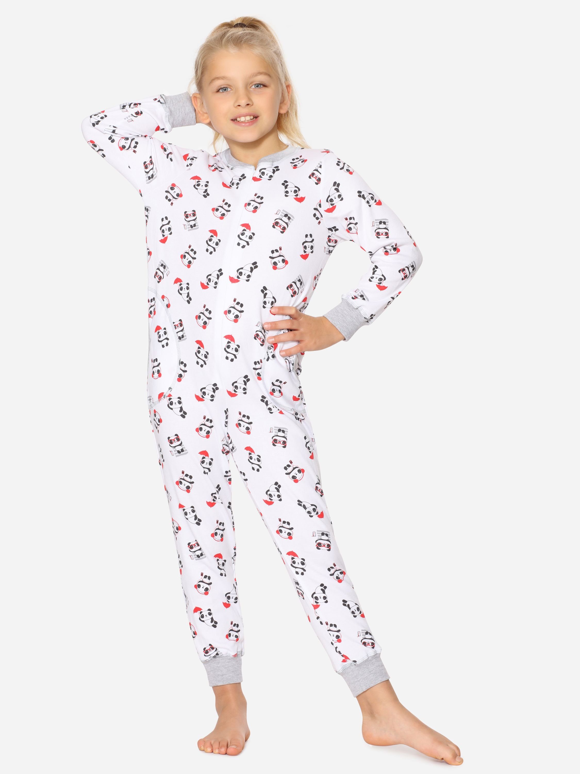 Merry Style Schlafanzug Weiß Mädchen Jumpsuit Pandas MS10-186 Schlafanzug