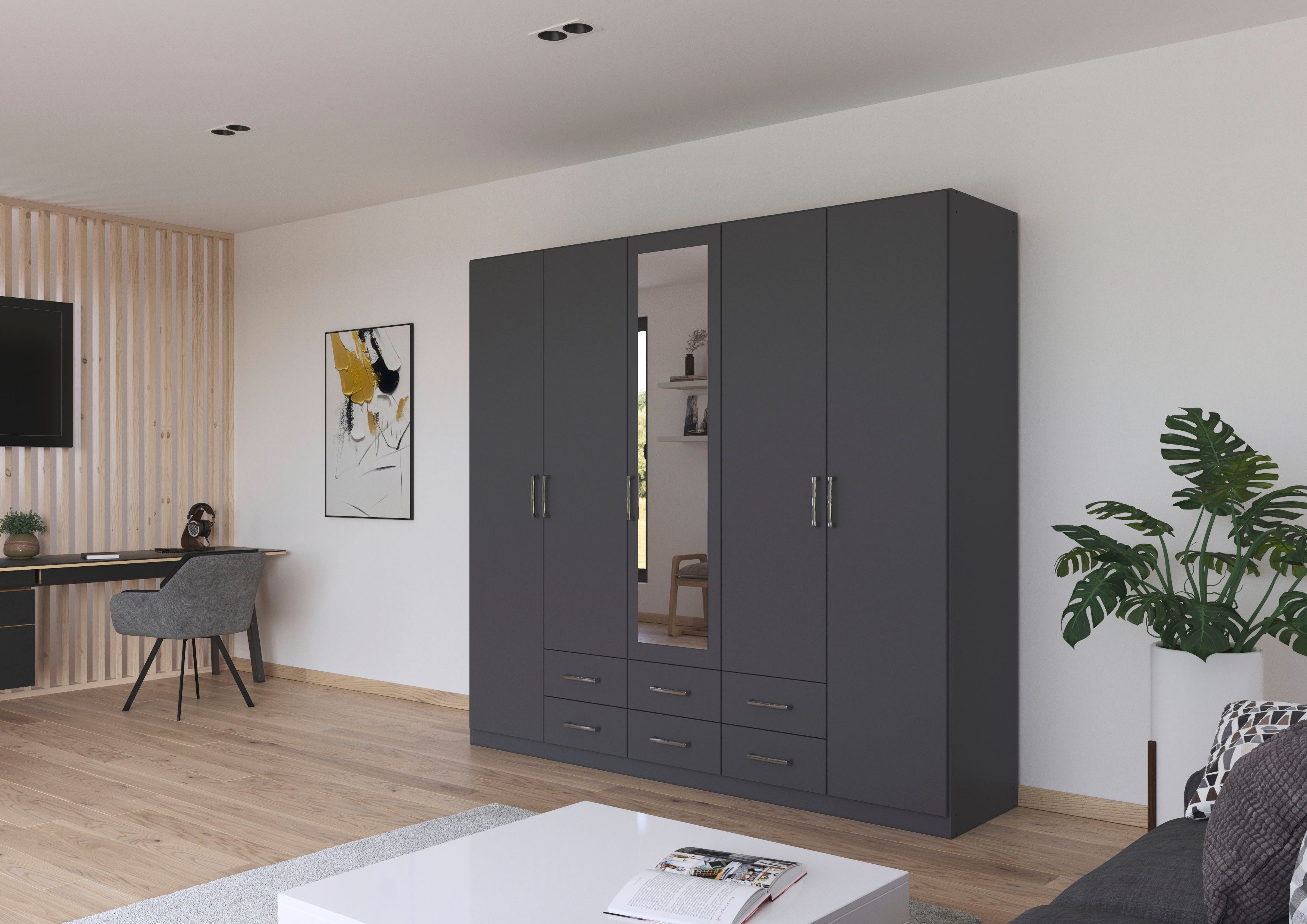 rauch Kleiderschrank Schrank Garderobe Ankleide GAMMA Breiten 91/136/181/226/271/315/360 cm (in 3 Ausstattungen BASIC/CLASSIC/PREMIUM (inkl. SOFT-CLOSE-Funktion – Bild 2 von 5