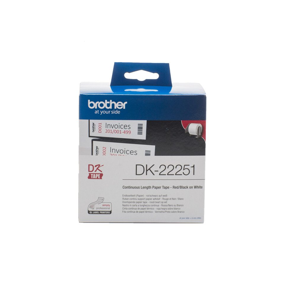 Brother Endlos-Etiketten DK-22251 rot/schwarz, 62mm x 15,2 Tintenpatrone