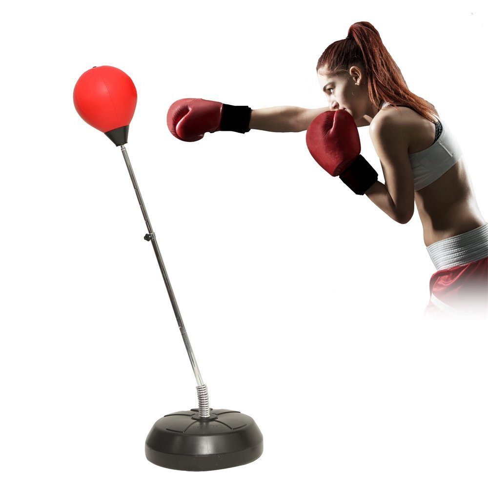 Feel2Home Boxsack Standboxsack inkl. Boxhandschuhe Boxbirne Punching Ball Ständer (Set, 1-tlg., mit Boxhandschuhe und Luftpumpe), höhenverstellbar