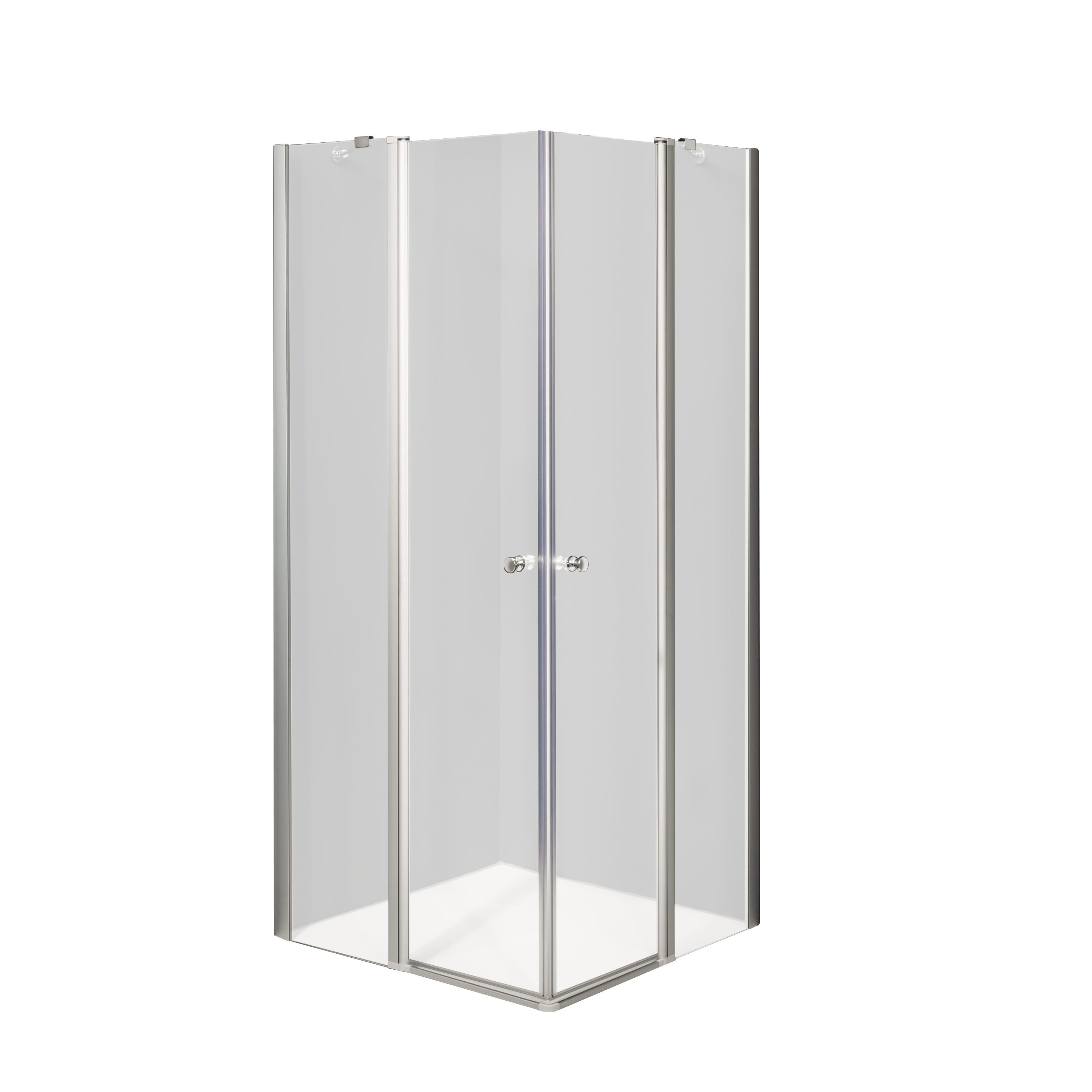 Dusbad Eckdusche Duschabtrennung Dusbad Vital 5 Eckeinstieg Pendeltür an FT 4 teilig, BxT: 100x100 cm, ESG-Glas