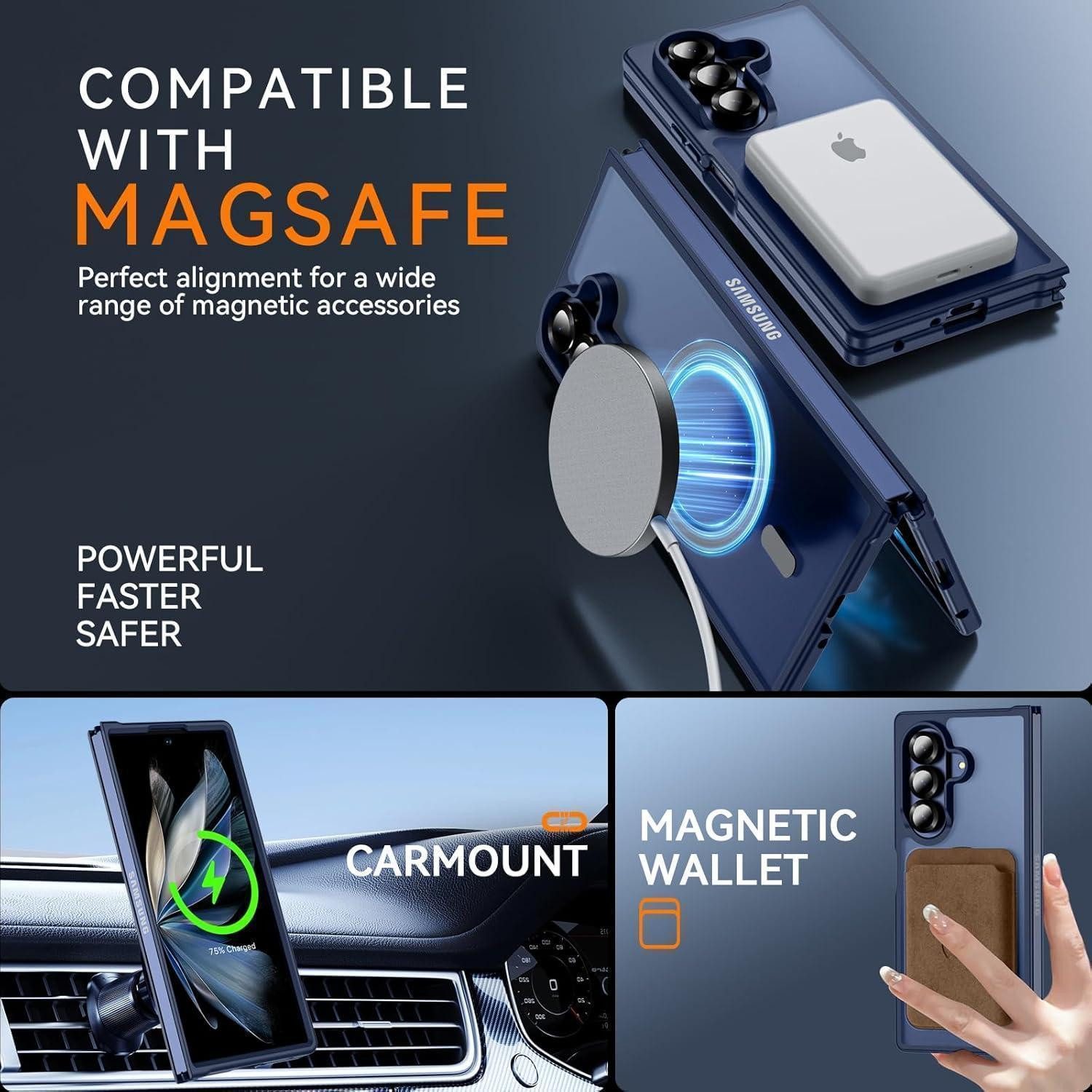 LuxusKollektion Smartphone-Hülle Handyhülle MagSafe Hardcase Slim Samsung Galaxy Z Fold 7 Z Fold 7-blau – Bild 3 von 5