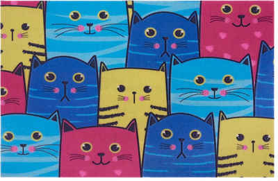 Fußmatte Katzen, my home, rechteckig, Höhe: 6 mm, Tiermotiv,Robust, Pflegeleicht, Rutschfest,Farbenfroh