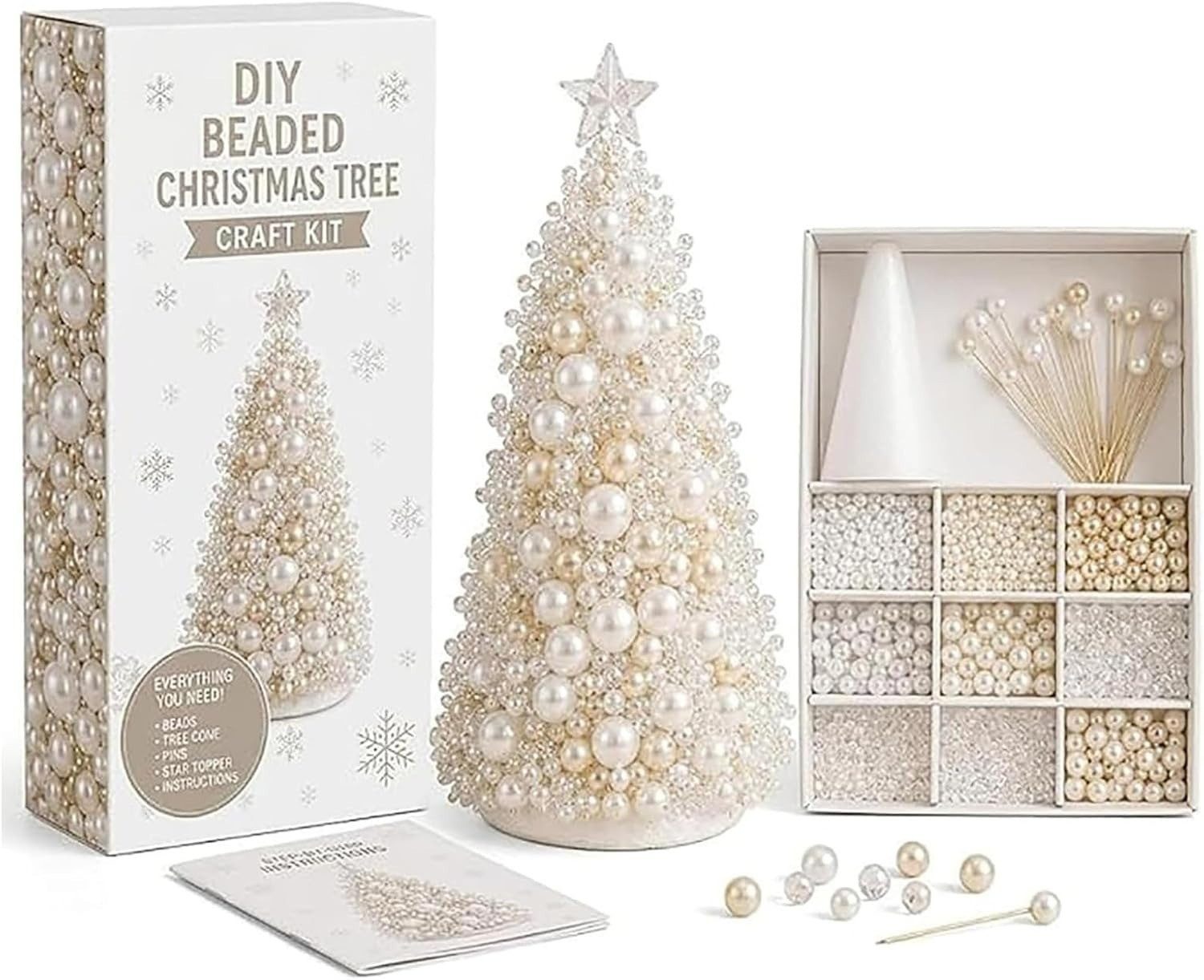 CLTYQ Kreativset DIY-Kreativset für einen Perlen-Weihnachtsbaum, Weihnachtsdeko zum Selbermachen für Erwachsene und Kinder
