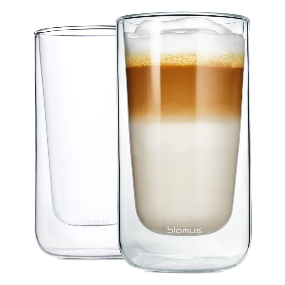 blomus Latte-Macchiato-Glas 2er Set -NERO- Kaffeegläser, Designgläser - 320ml, 2-tlg., nur als Set, inkl. Thermofunktion, Spülmaschinengeeignet