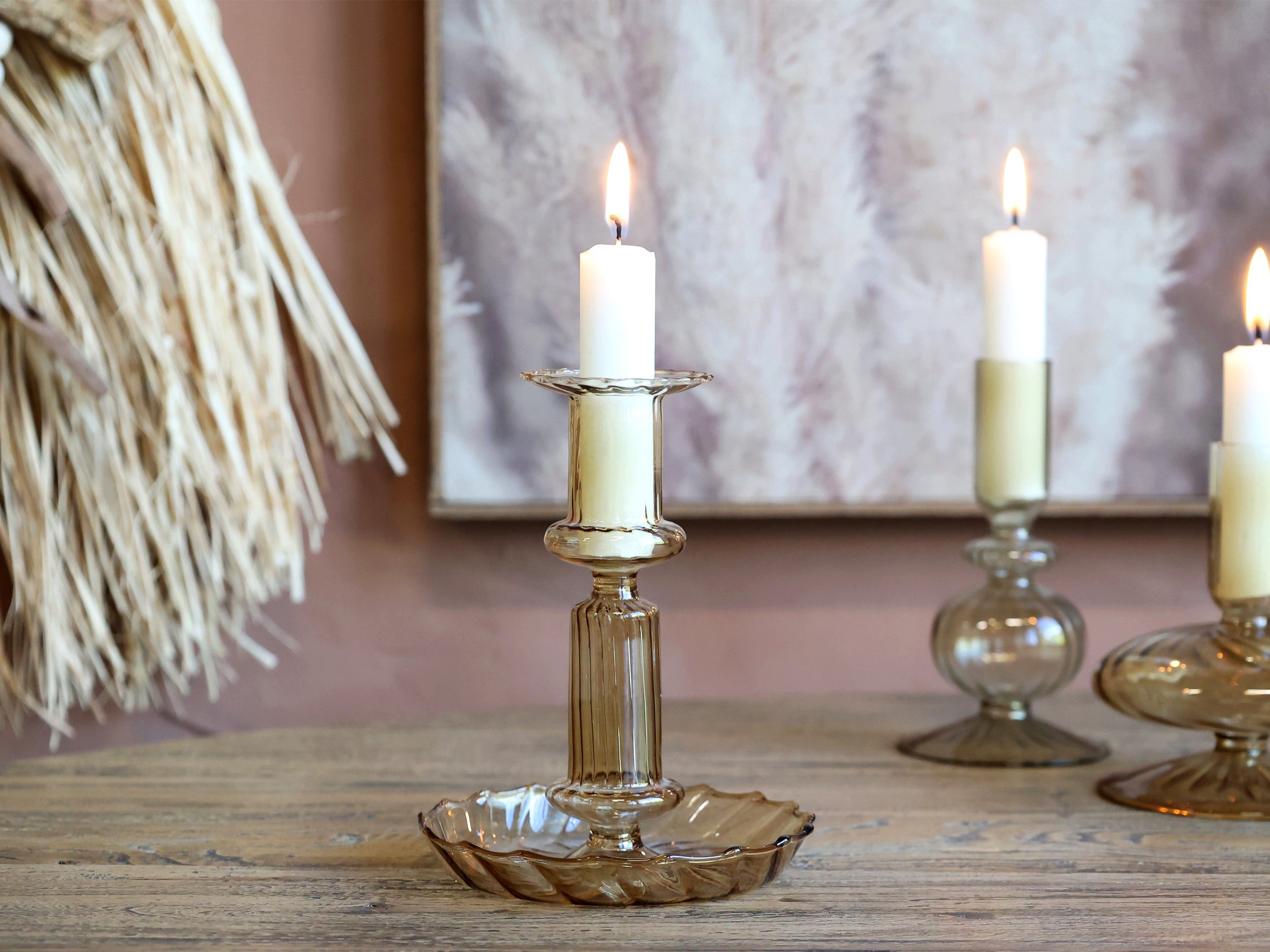 Chic Antique Kerzenständer Chic Antique Kerzenständer aus Glas in Bernstein