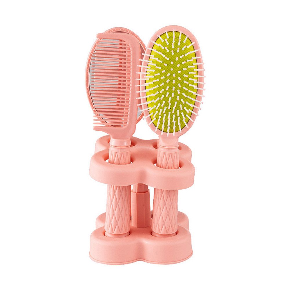 Jumpeak Haarbürsten-Set Lockenbürste,Haarbürste rund,Lockenkamm,Haarbürste,Kamm,mit Ständer, 4-teiliges Set, Hairstyling-Set,Haarbürste klein,für alle Haartypen,für alle Frisuren