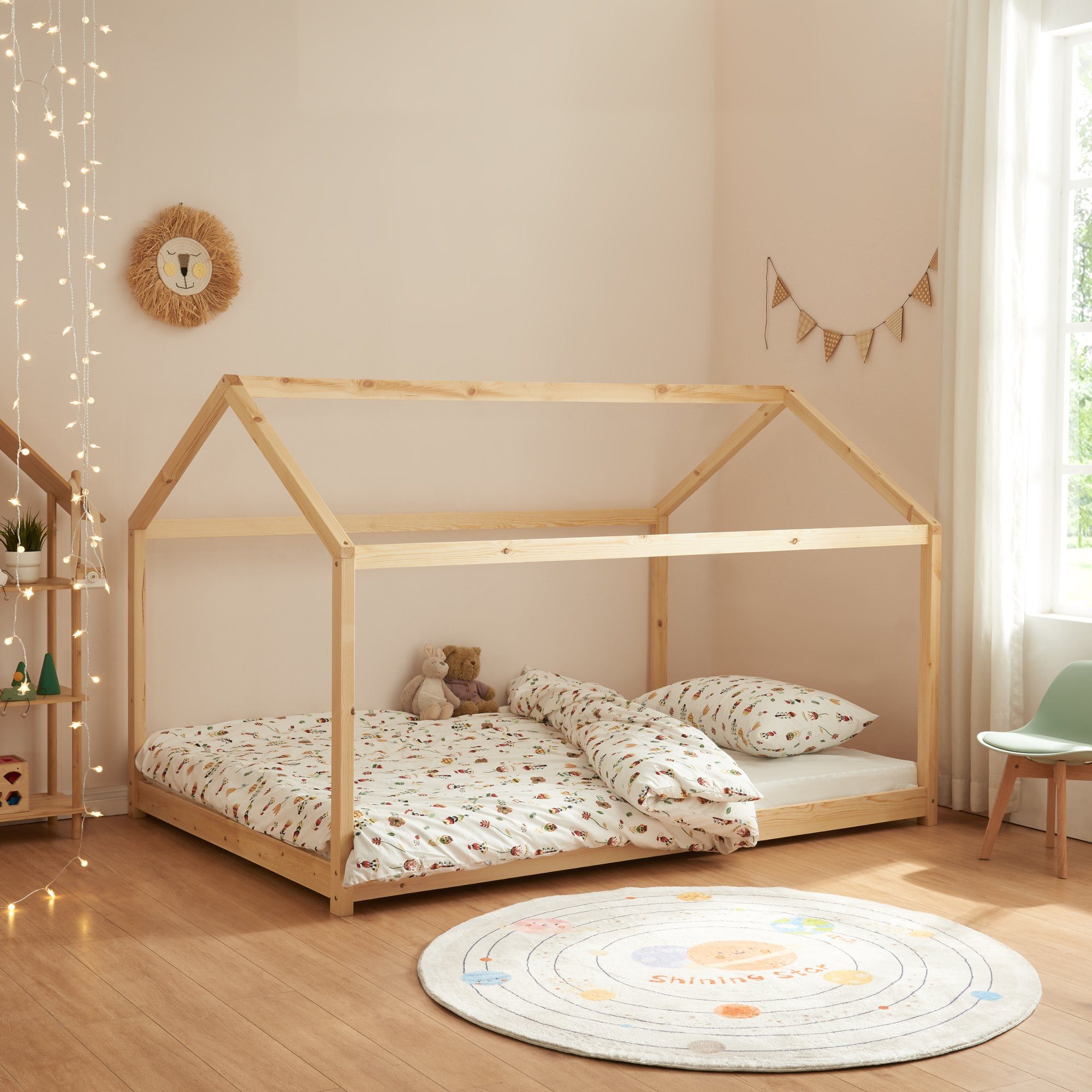 en.casa Hausbett, »Cerro« Kinderbett 140x200cm Holzfarben günstig online kaufen