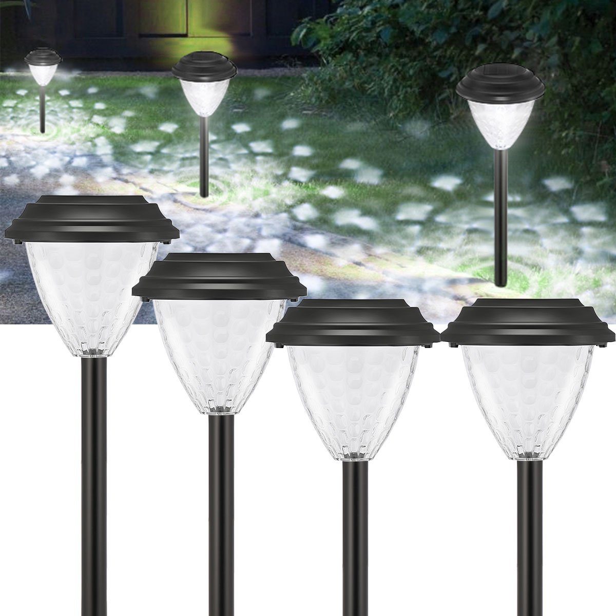 oyajia LED Solarleuchte 4/8 x LED Solarleuchte Außen Garten Solarlampe Solar Gartenstrahlers, LED fest integriert, IP44 Wasserdichte Solarlicht Außen Gartenleuchte Solar Straßenlampe