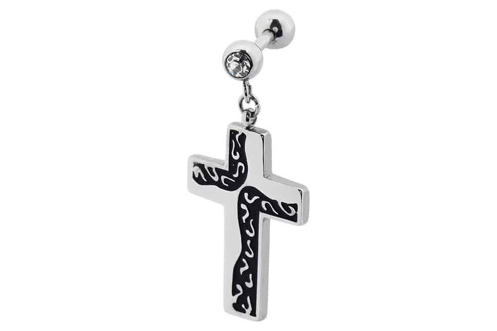 Single-Ohrstecker Chirurgenstahl Ohrpiercing KREUZ