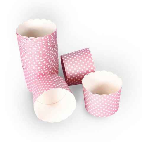 Frau WUNDERVoll Muffinform Muffin Backformen, groß Durchmesser 6,1 cm, rosa mit weissen Punkten, (25-tlg)
