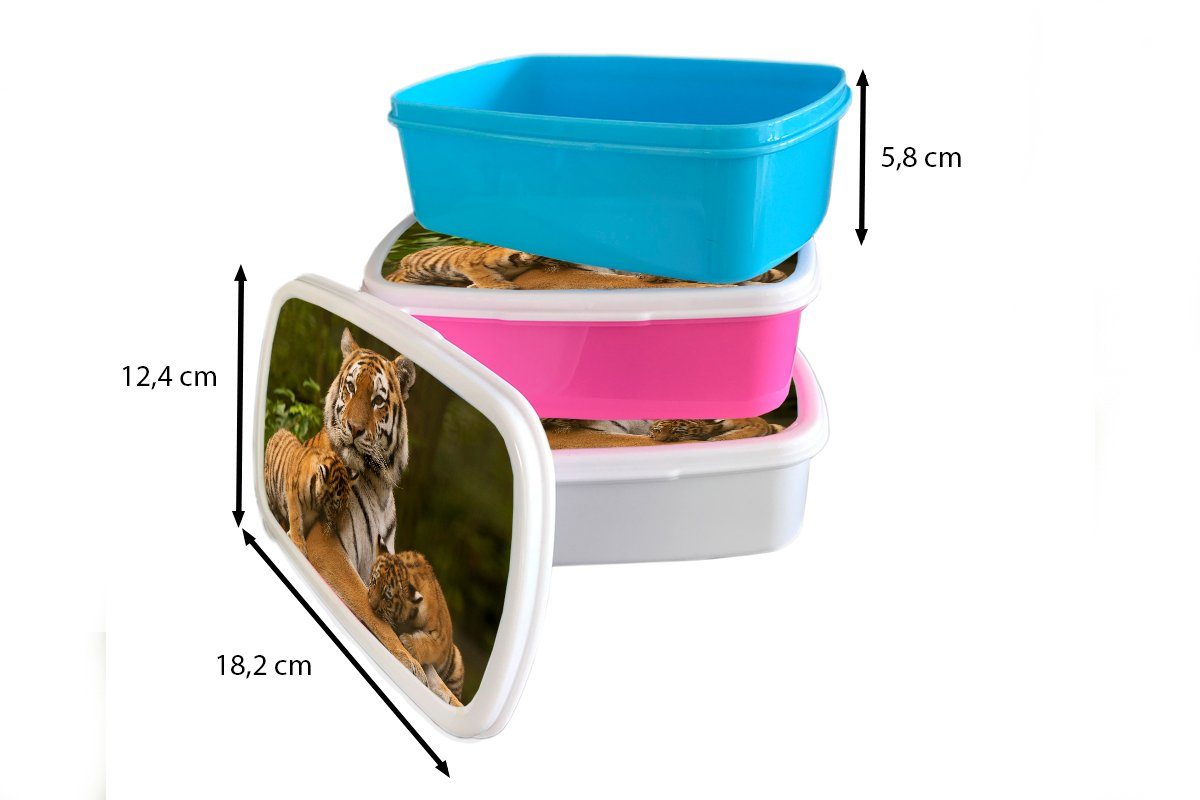 Tiger Snackbox, Kinder, Brotdose Lunchbox - Kunststoff Jungtiere für rosa (2-tlg), - MuchoWow Brotbox Erwachsene, Kunststoff, Mädchen, Natur,