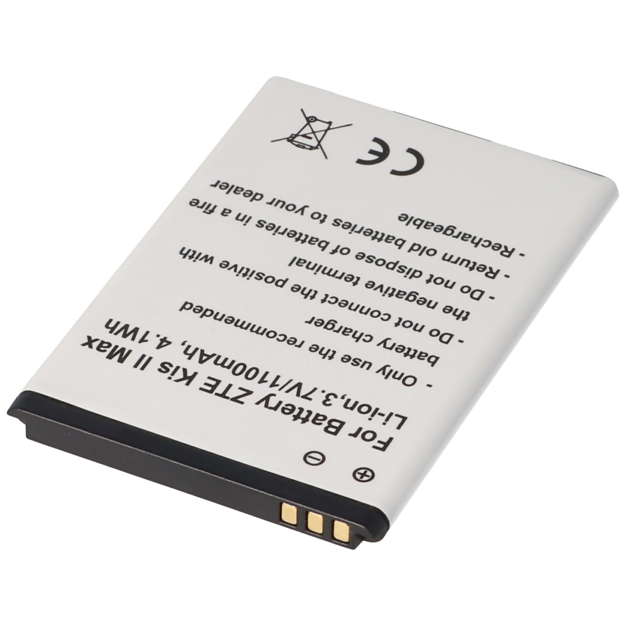 AccuCell Akku passend für ZTE Kis II Max, Li-Ion, 3,7V, 1100mAh, 4,1Wh Akku 1100 mAh (3,7 V)