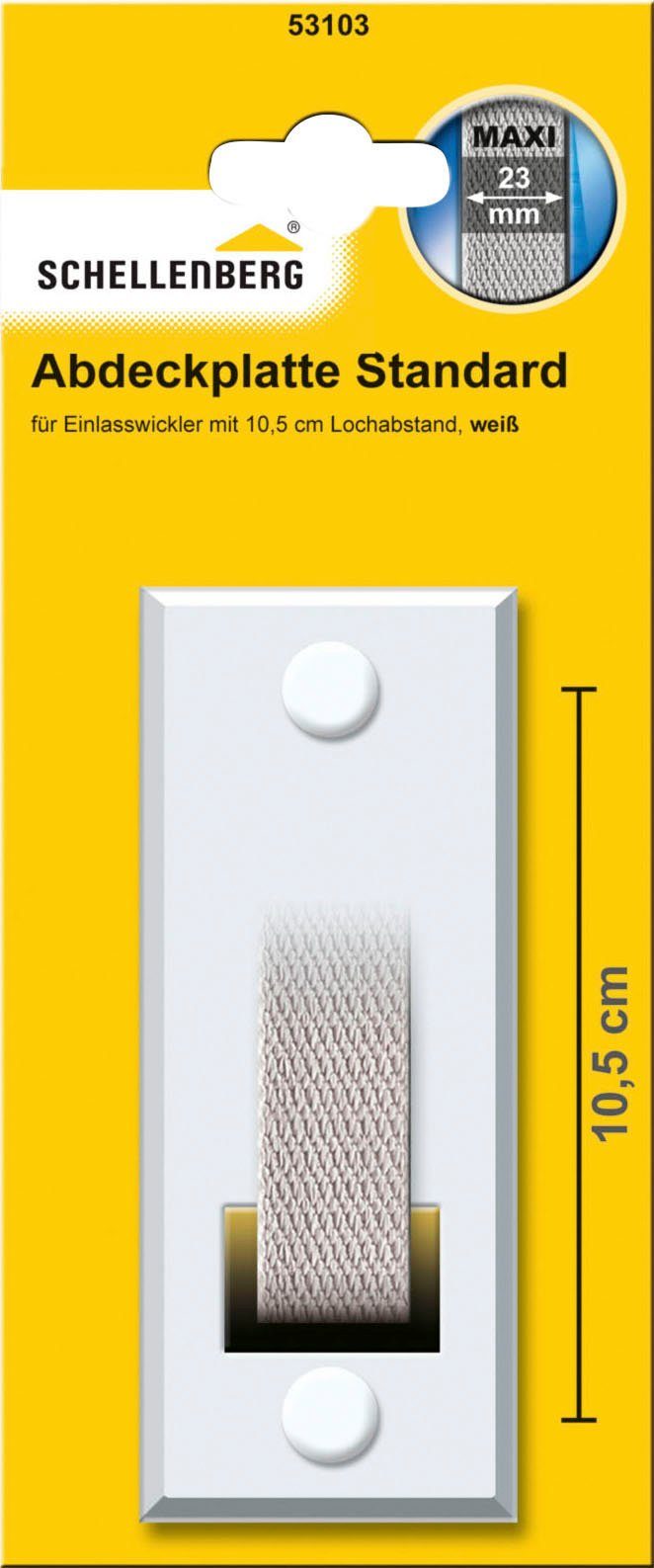 SCHELLENBERG Gurtwickler-Abdeckplatte STANDARD Maxi, Zubehör für Einlassgurtwickler, langlebig, aus Kunststoff passend für Einlassgurtwickler, 105 mm