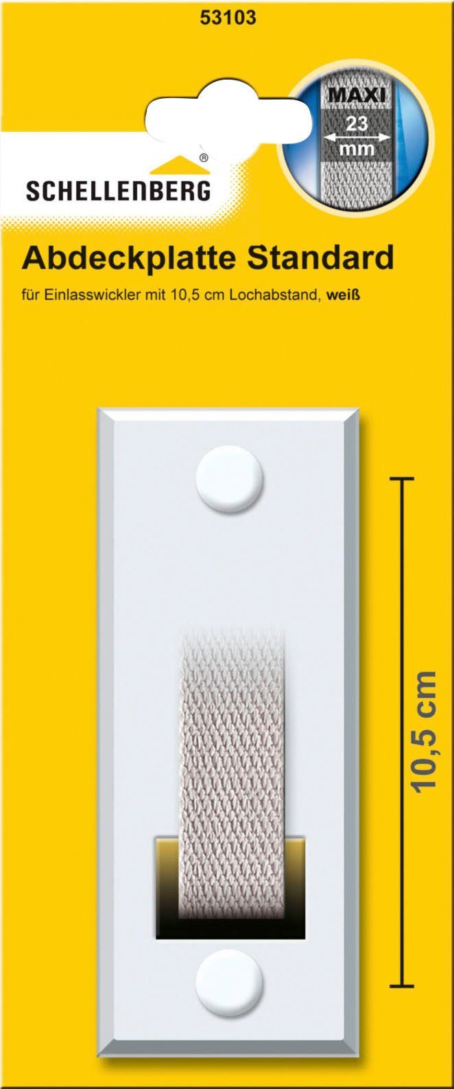 SCHELLENBERG Gurtwickler-Abdeckplatte Standard Maxi, 10,5 cm Lochabstand, langlebig aus Kunststoff, Zubehör für Einlassgurtwickler, Rollladen Abdeckblenden für Gurtwickler und Einlasswickler