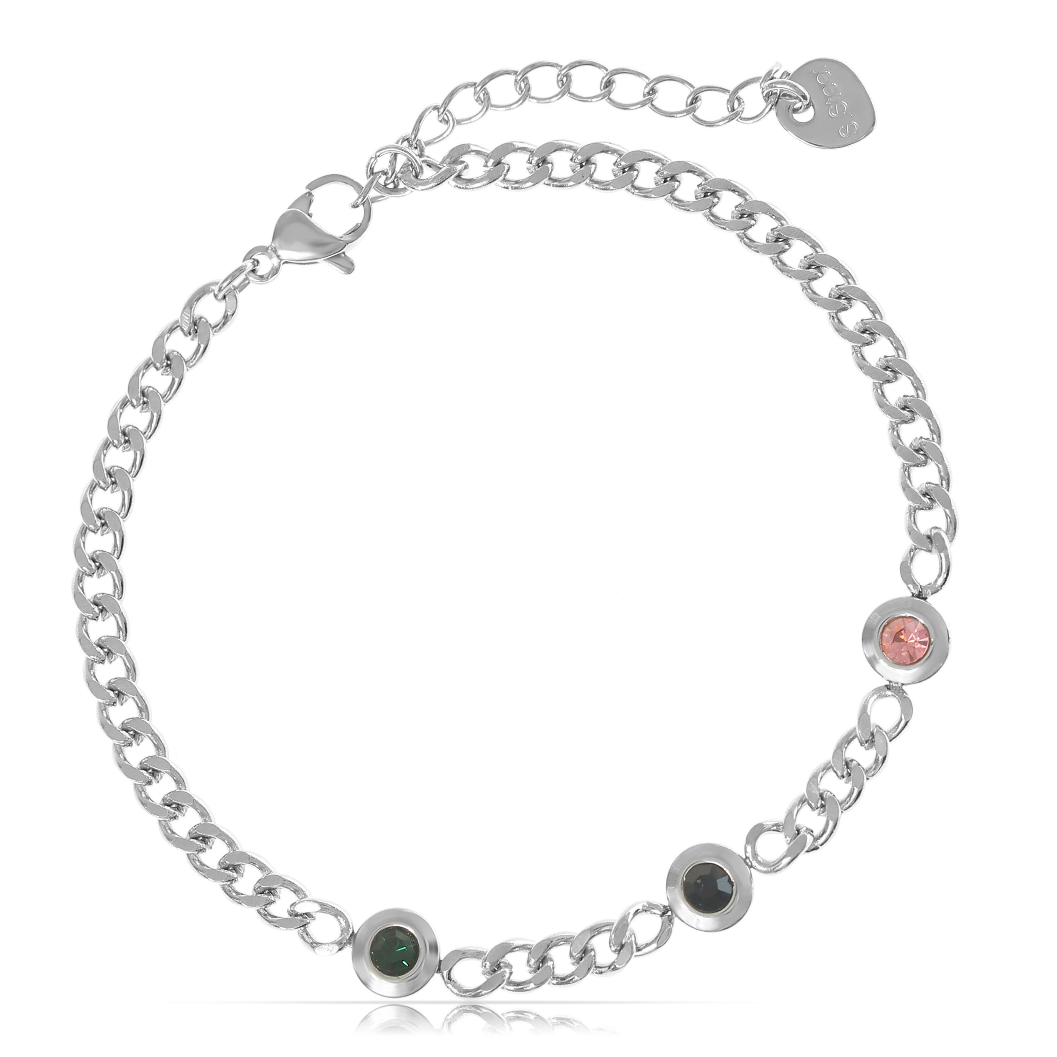 Made by Nami Edelstahlarmband Perlen Armband Damen bunt Edelstein verstellbar Edelstahl wasserfest, Mit bunten Edelsteinen – hypoallergen – mit Verlängerung