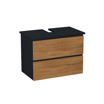 GARLIVO Waschbeckenunterschrank GLB-80 mit Schubladen, Badezimmer Waschtischunterschrank, Eiche Breite 80cm, Soft-Close, Push-to-Open/ Tip-On, Hängend