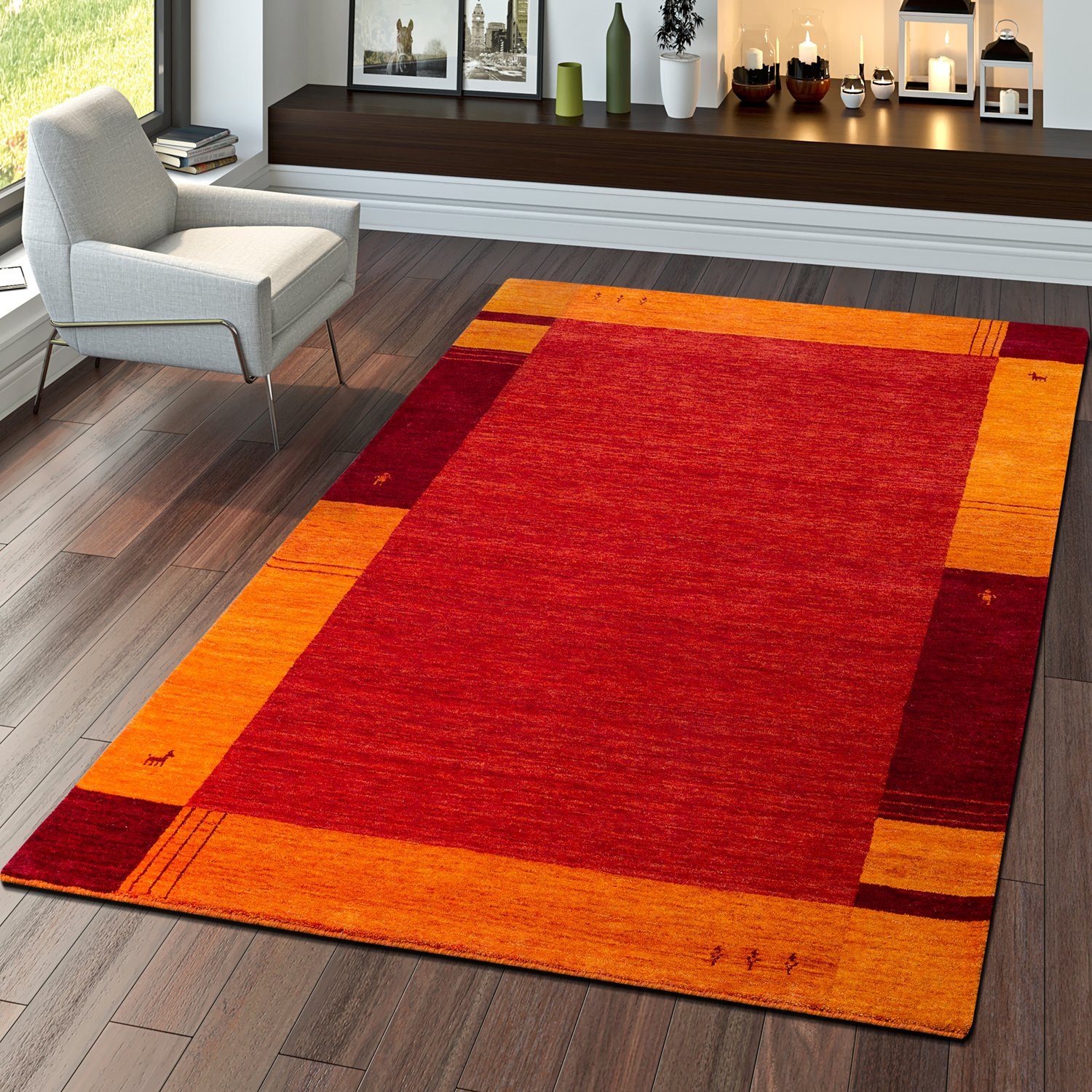 Teppich Gabbeh Handgefertigt Qualität Modern 100% Wolle Meliert In Terrakotta, TT Home, rechteckig, Höhe: 13 mm