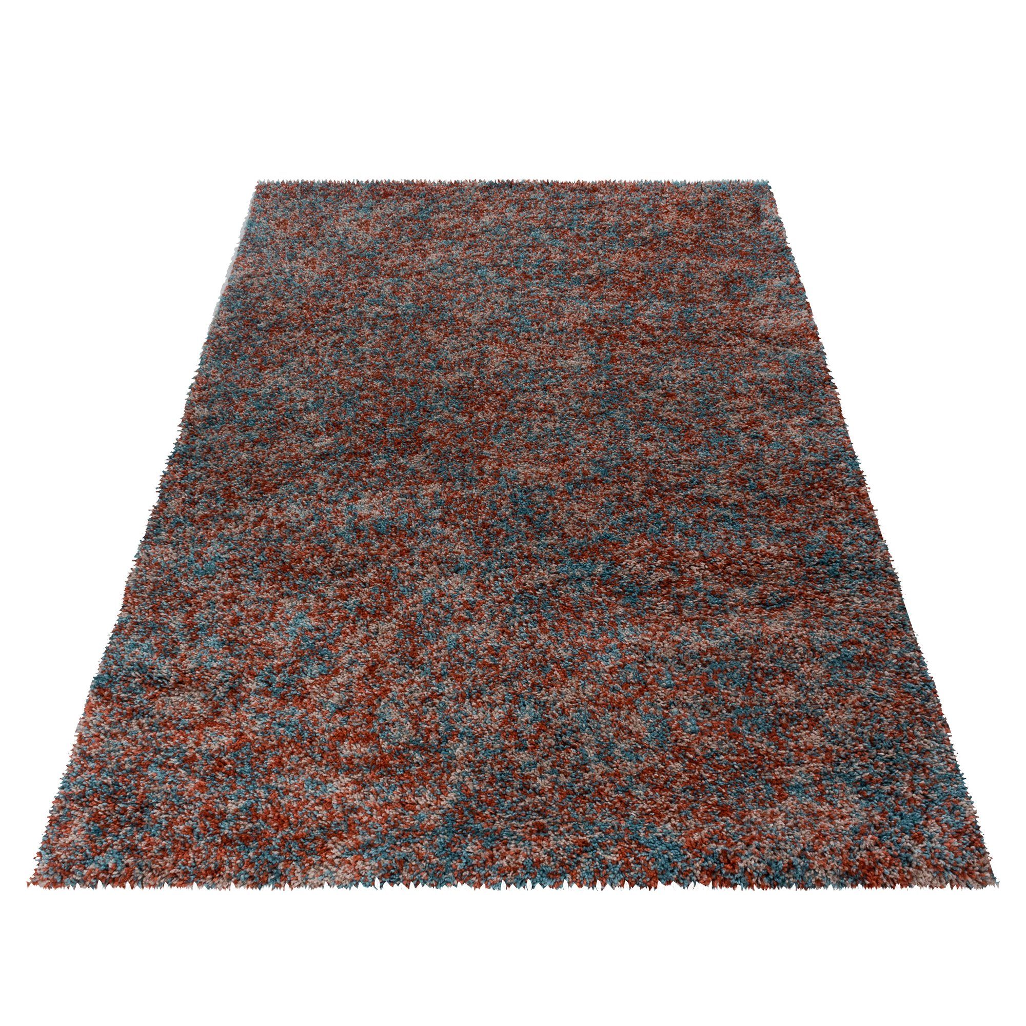 Teppium Teppich Meliert Design, Rund, Höhe: 30 mm, Teppich Meliert Design Teppich Terrakotta Vintage Teppich Wohnzimmer