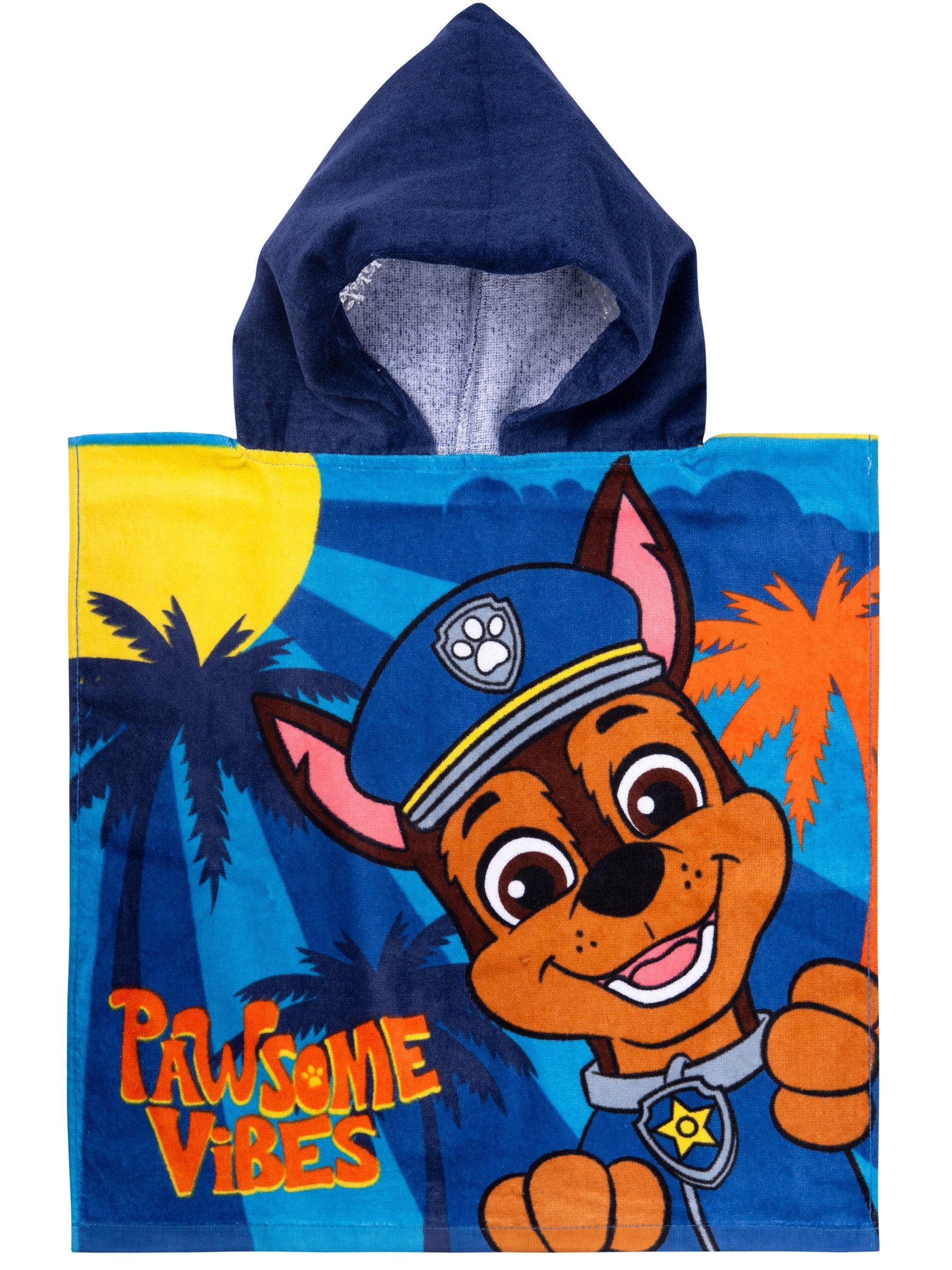 United Labels® Strandtücher Paw Patrol Badeponcho Handtuch Badetuch mit Kapuze 50 x 100 cm