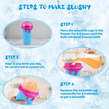 XDOVET Smoothie-Maker Slush Becher 500 ml DIY Slushy Maker mit Deckel und Strohhalmen, Summer Quick Maker Frozen Magic Cup für Kinder und Erwachsene