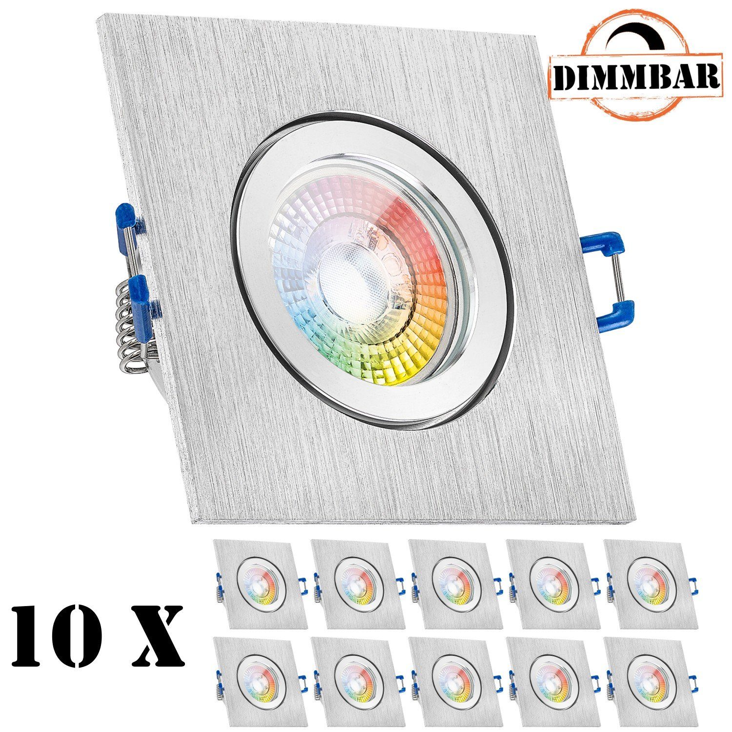 LEDANDO LED Einbaustrahler 10er IP44 RGB LED Einbaustrahler Set extra flach in bicolor - zweifarb