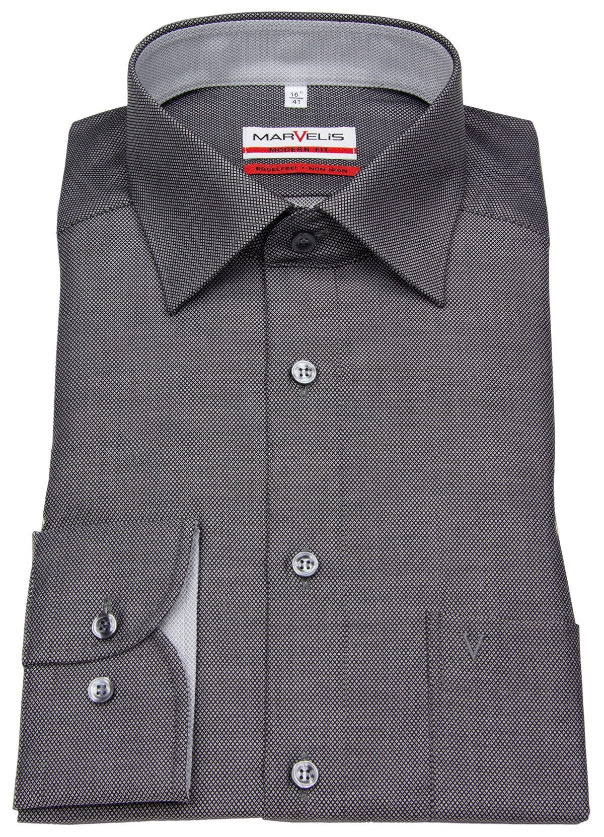 MARVELIS Businesshemd Modern Fit leicht tailliert bügelfrei Kentkragen günstig online kaufen