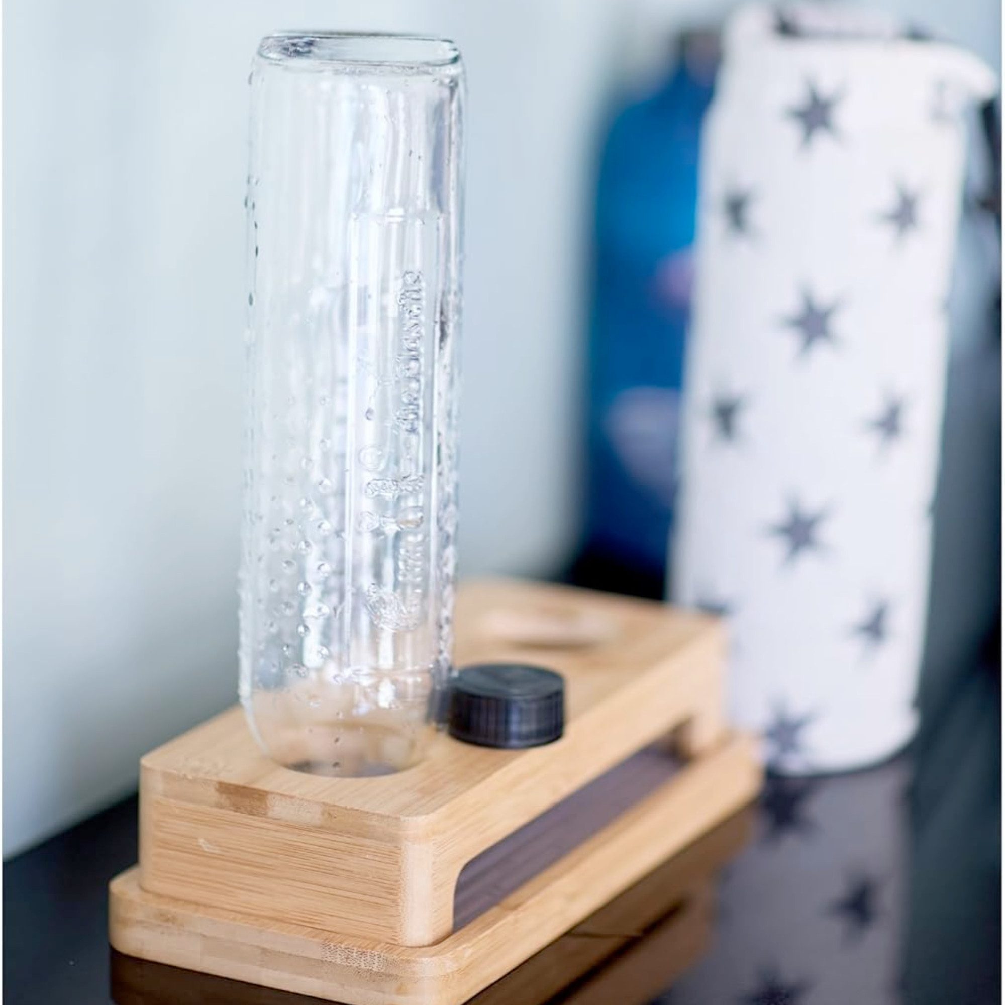 Emil Abtropfmatte Abtropfständer Bambus, Zubehör für Emil Trinkflaschen, Glasflaschen, 3-teiliger Flaschenhalter, BPA-Frei, mit Auffangschale für Wasser