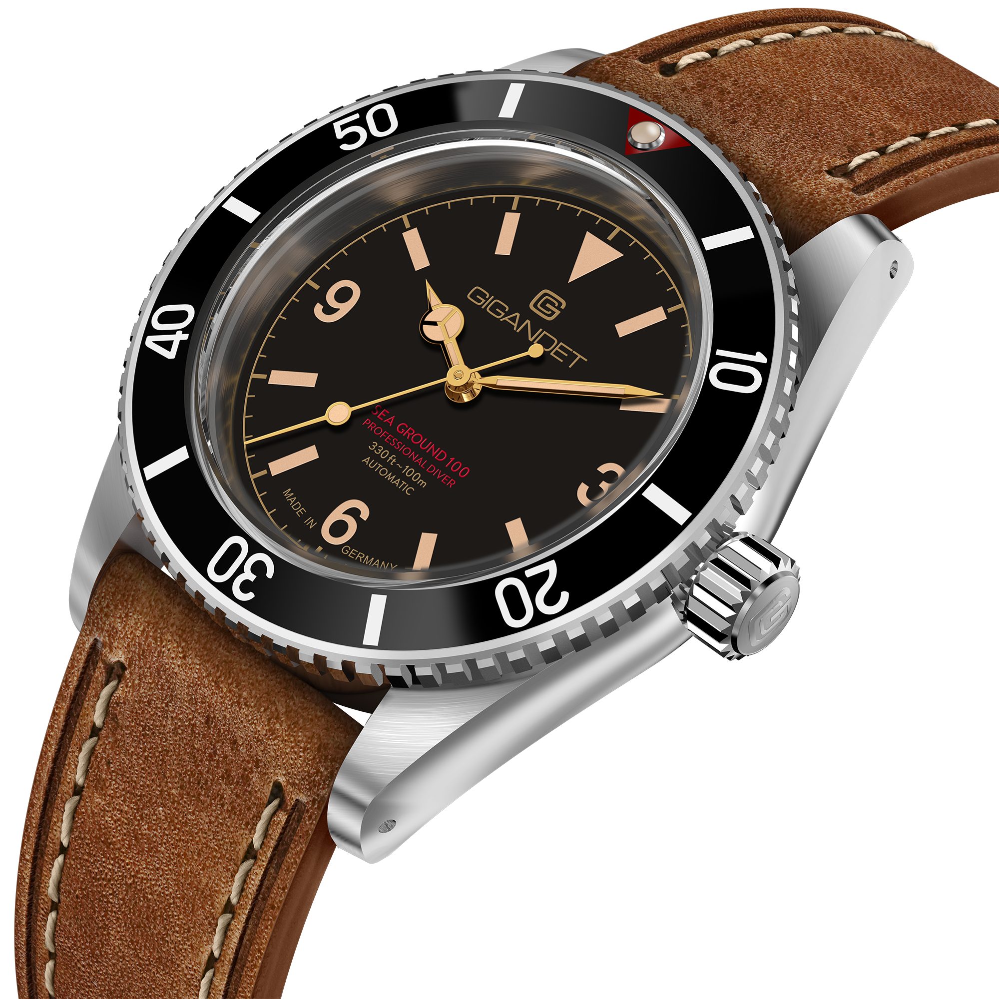 Gigandet Automatikuhr SEA GROUND 100, Made in Germany, Saphirglas, Swiss SuperLuminova, Glasboden