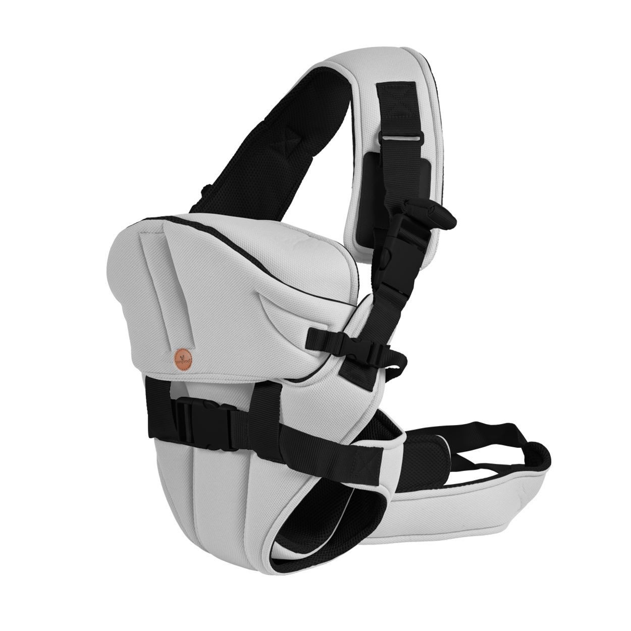 Moni Babytrage Carry go 2 in 1, Bauchtrage, Hüfttrage, abnehmbare Kopfstütze, Stillposition, 13 kg