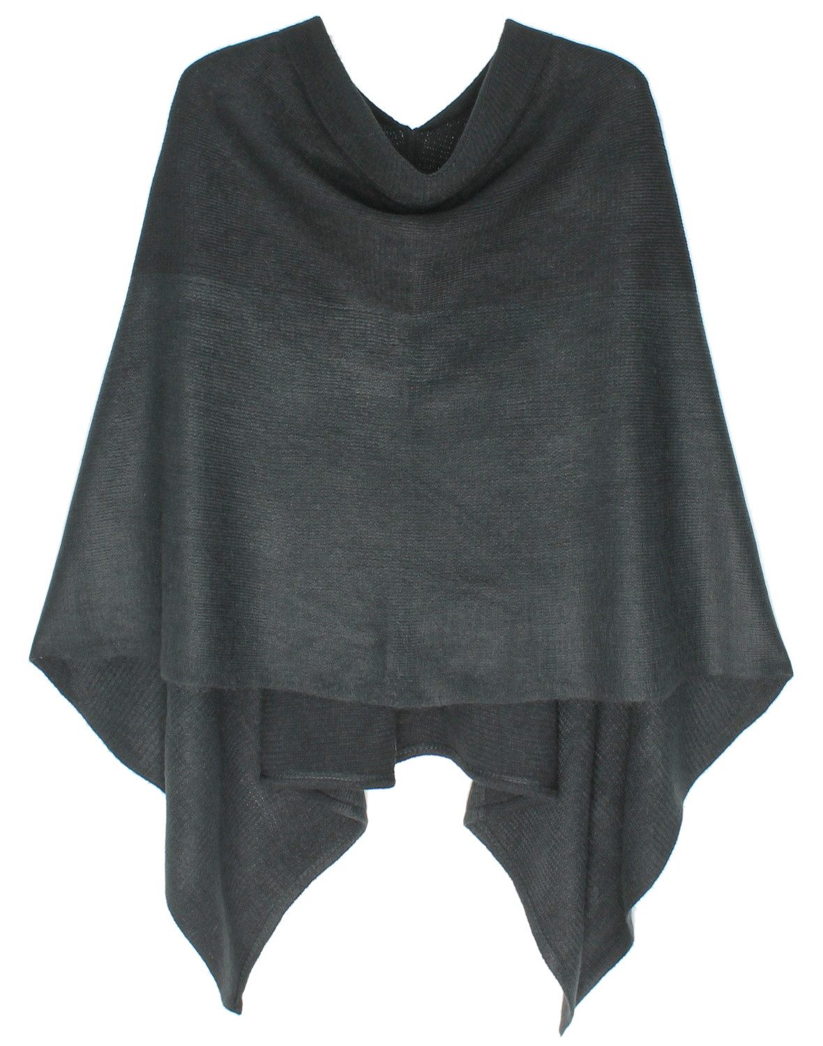 dy_mode Strickponcho Damen Strickponcho zweifarbig Überwurf Cape Pulli Strick Poncho zweifarbige Color-Block-Optik